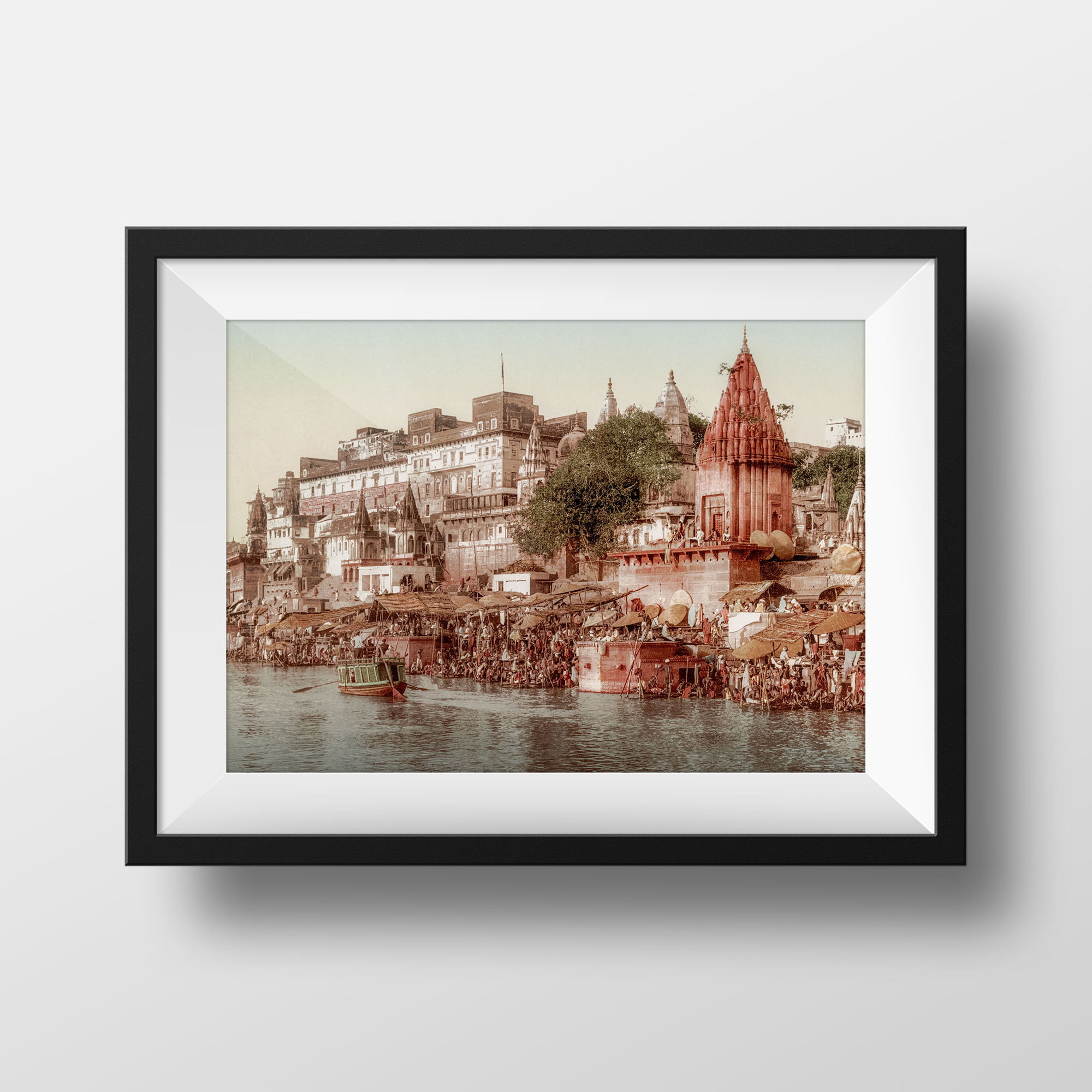 Photo Ancienne Inde Benares Varanasi - Uttar Pradesh Temple Poster Palais Vintage Affiche Photographie Rétro Décoration Murale