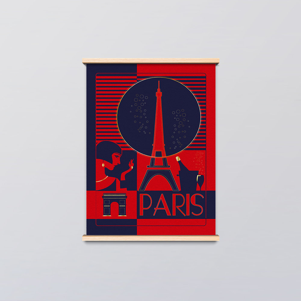 Affiche Voyage Paris - Poster Vintage Illustration Tour Eiffel Art Déco Champagne Rétro Vintage France Souvenir Décoration Murale – Image 2