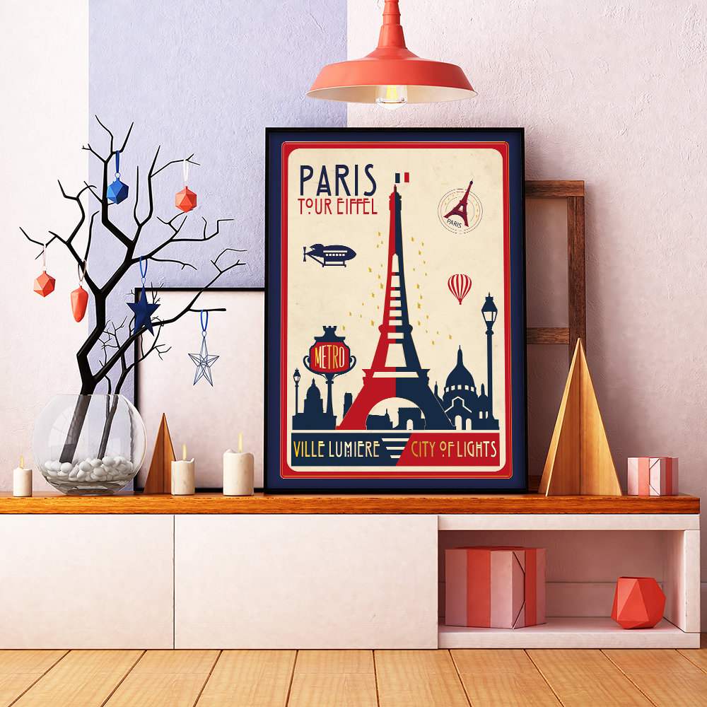 Affiche Voyage Paris - Poster Vintage Illustration Tour Eiffel Art Déco Ville Lumière Métro Rétro Vintage France Souvenir Décoration Murale – Image 3