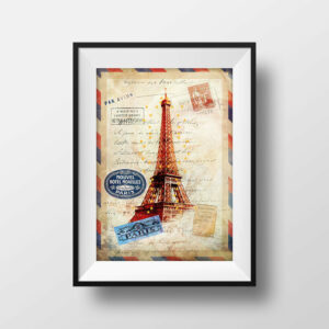 Poster Vintage Illustration Tour Eiffel