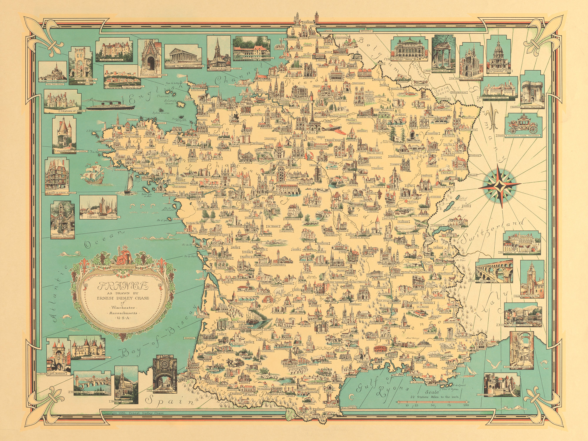 Affiche Reproduction Carte de France 1935 - Affiche Retro Plan Poster Carte France Vintage Grand Format Ernest Dudley Décoration Murale – Image 4