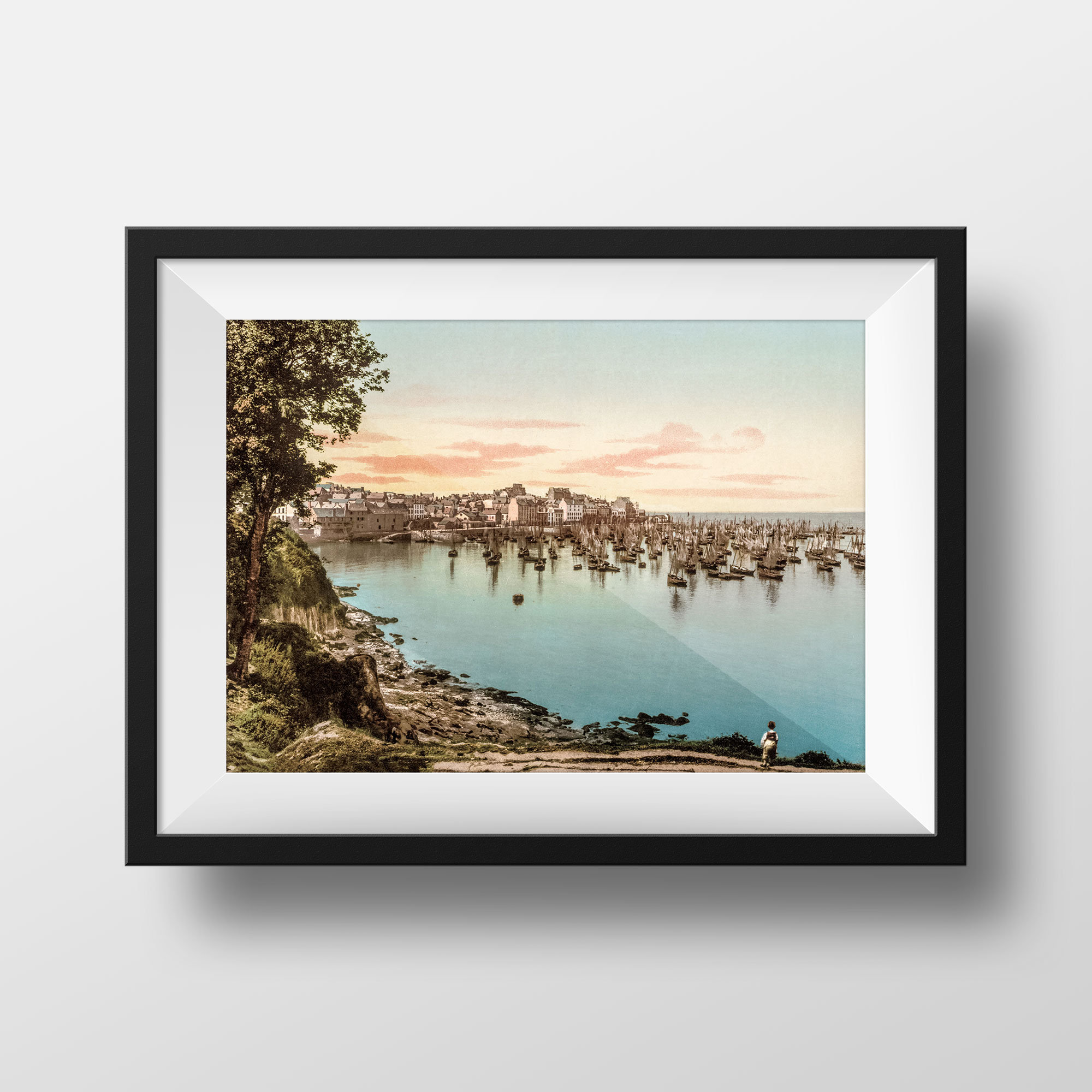 Photo Ancienne Bretagne Douarnenez - La Baie Le Port Poster Vintage Affiche Photographie Rétro Finistère Souvenir Décoration Murale France