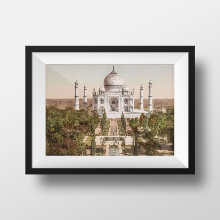 Photo Ancienne Inde Taj Mahal -Uttar Pradesh Agra Palais Poster Vintage Affiche Photographie Rétro Souvenir Décoration Murale