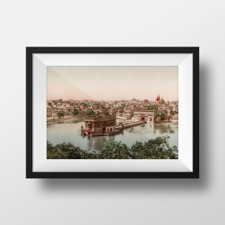 Photo Ancienne Inde Amritsar Harmandir Sahib - Temple d'or Pendjab Poster Palais Vintage Affiche Photographie Rétro Décoration Murale Sikhs