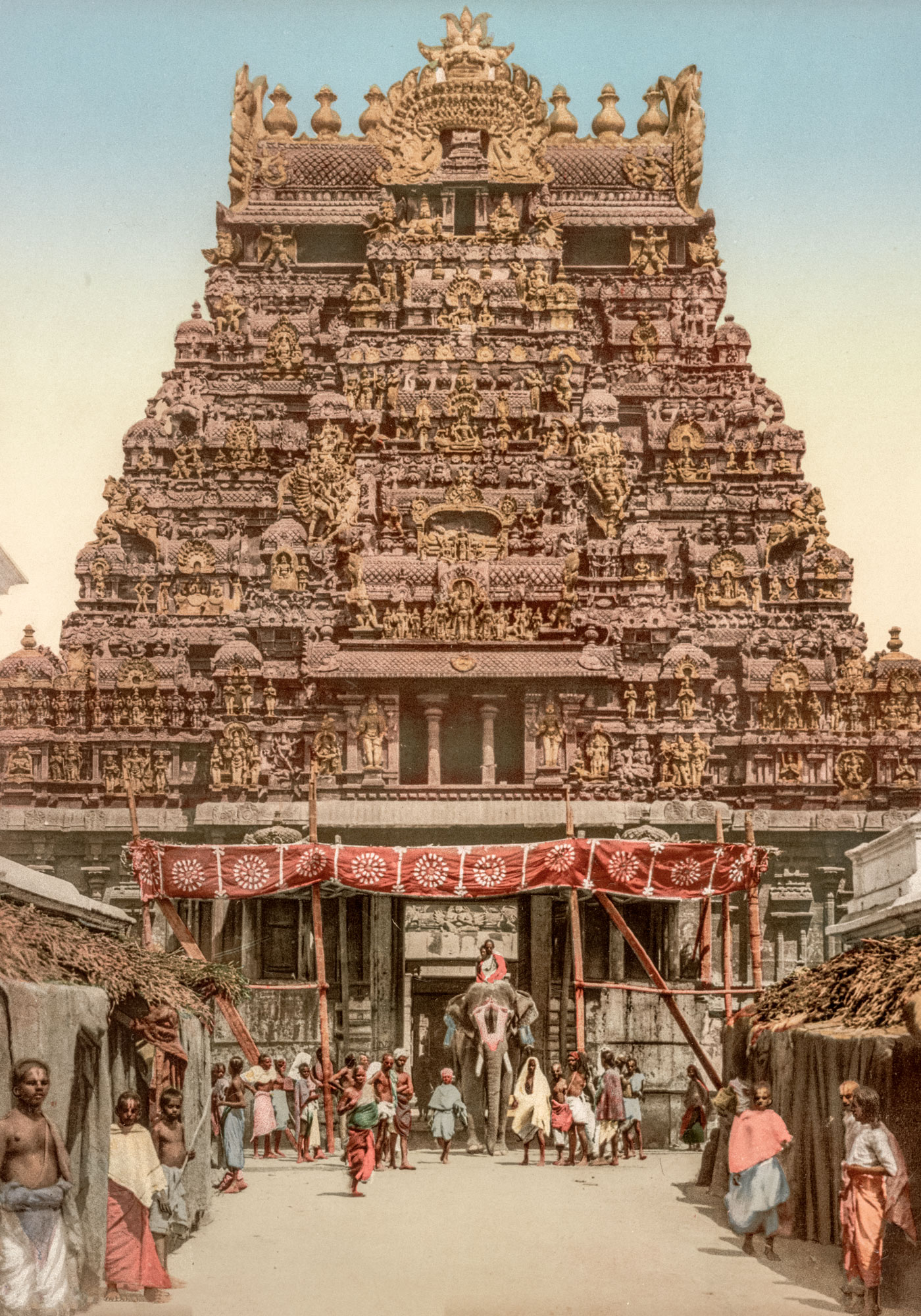 Photo ancienne Inde du Sud Gopuram Madurai