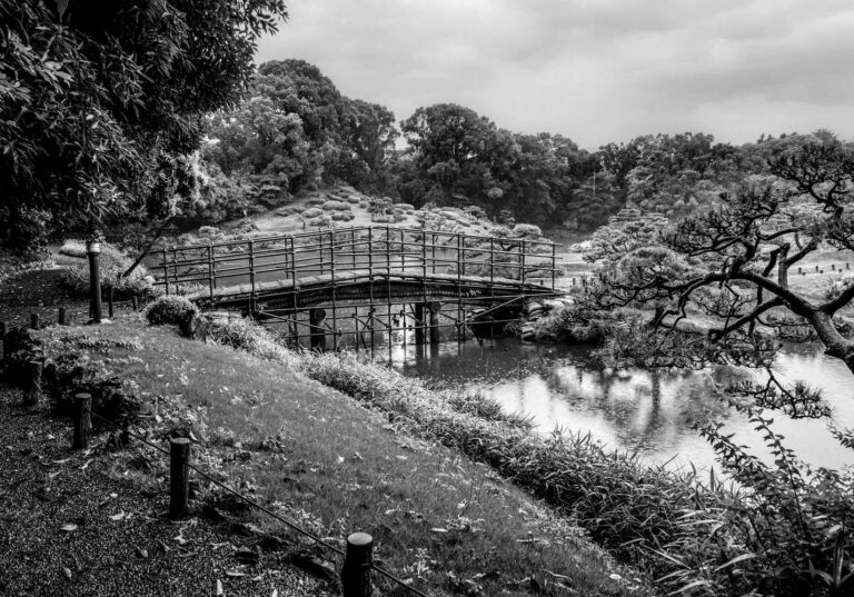 Jardin japonais Kiyosumi à Tokyo - Pont sur le lac