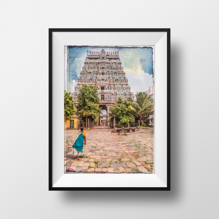 Tirage Photo Couleur – Inde - Tamil Nadu Chidambaran Temple Carnet de Voyage graphique Inde du Sud Affiche Poster Décoration