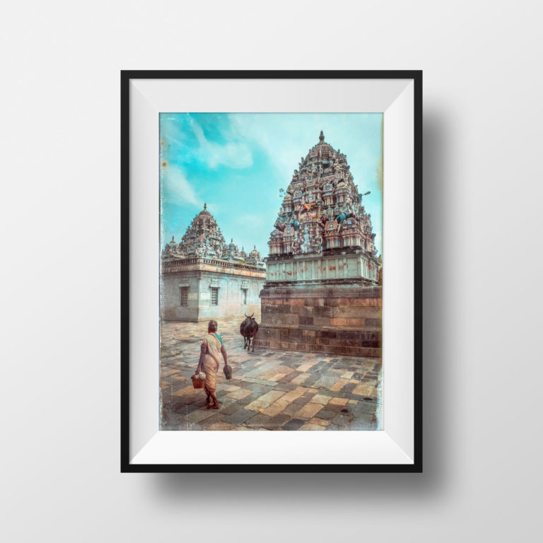 Tirage Photo Couleur – Chidambaran Nataraja Temple Couleur Inde - Tamil Nadu Carnet de Voyage graphique Inde du Sud Affiche Poster Décoration