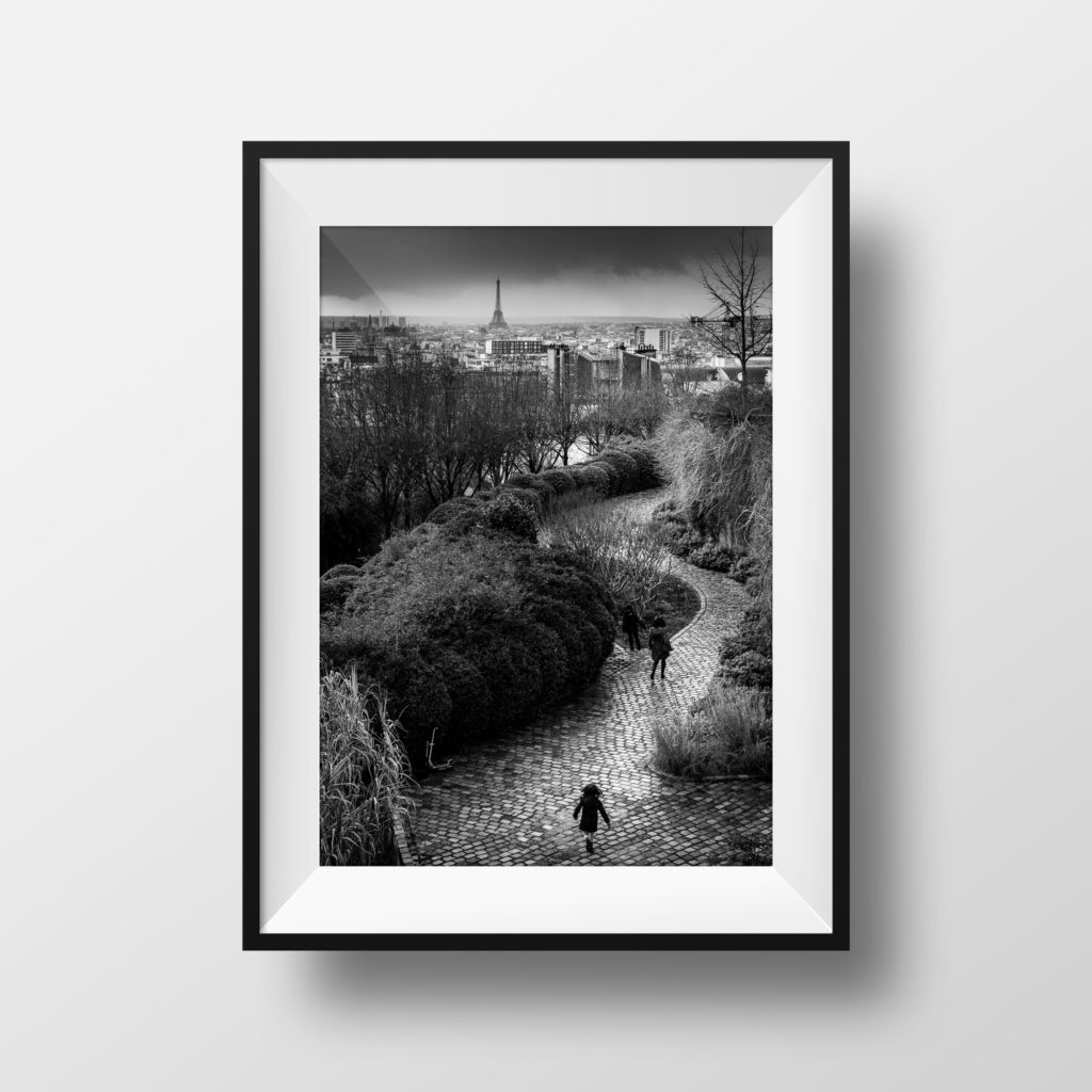 Tirage Photo de Paris Jardin Belleville Noir et Blanc
