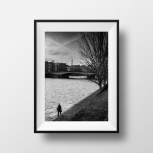 Tirage Photo Paris Noir et Blanc Les Quais et la Tour Eiffel