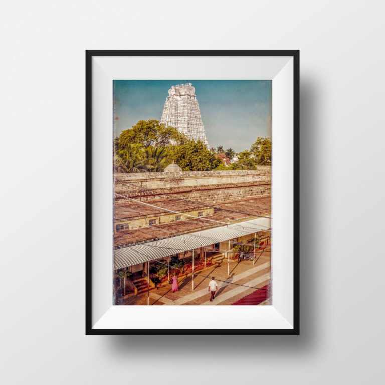 Tirage Photo Couleur – Inde - Srirangam Temple Ranganathaswamy Tamil Nadu Carnet de Voyage graphique Inde du Sud Affiche Poster