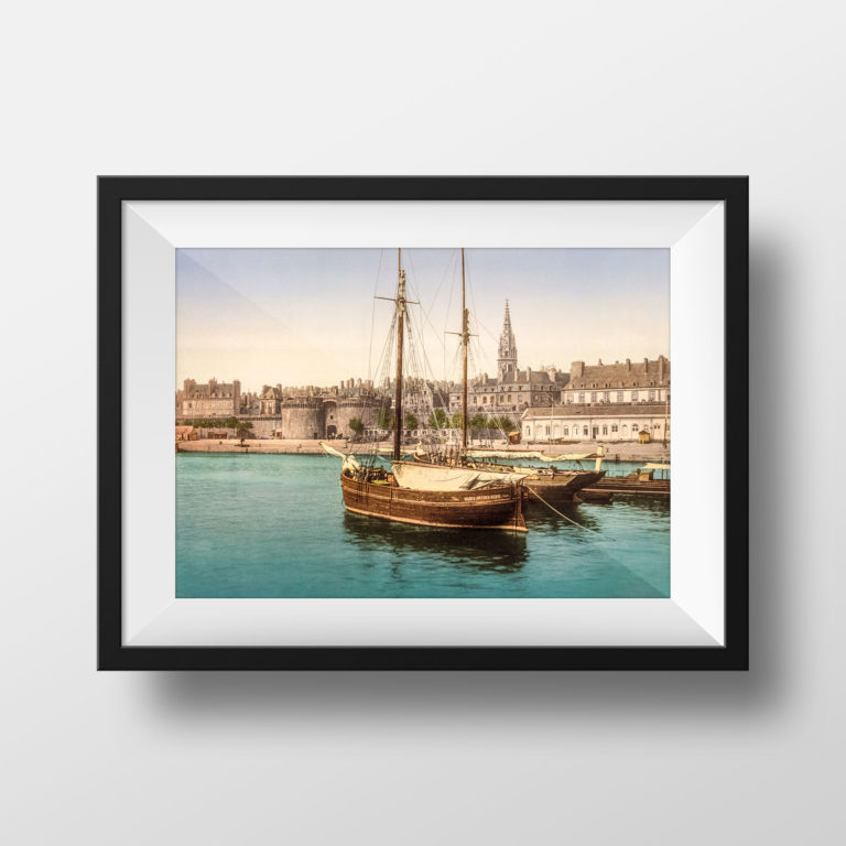 Photographie ancienne restaurée – Saint-Malo, port et remparts