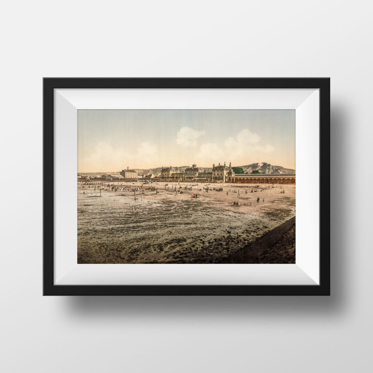 Photo Ancienne Cherbourg Normandie- Impression Image Ancienne Poster Affiche La Plage et le Casino Photographie Souvenir Décoration Murale
