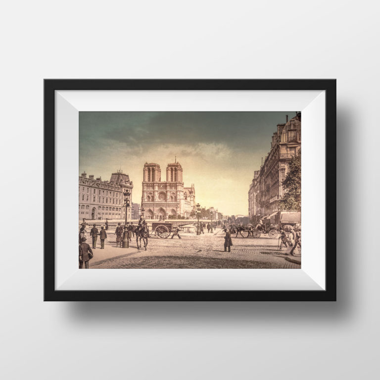 Photo Ancienne Restaurée Notre Dame de Paris en 1900 - Décoration Murale
