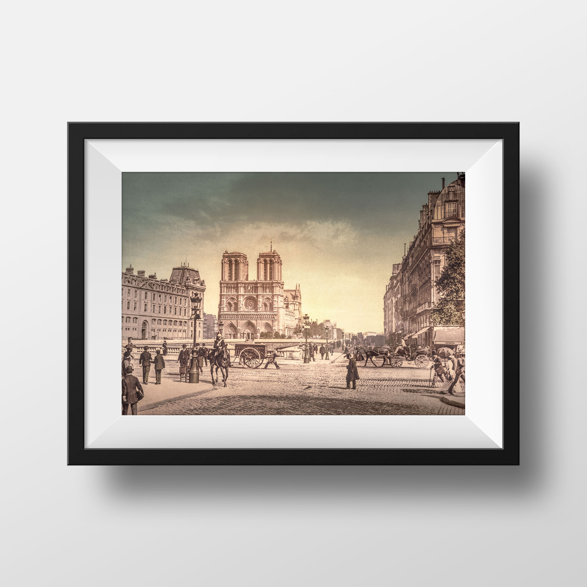 Photo Ancienne Restaurée Notre Dame de Paris en 1900 - Décoration Murale