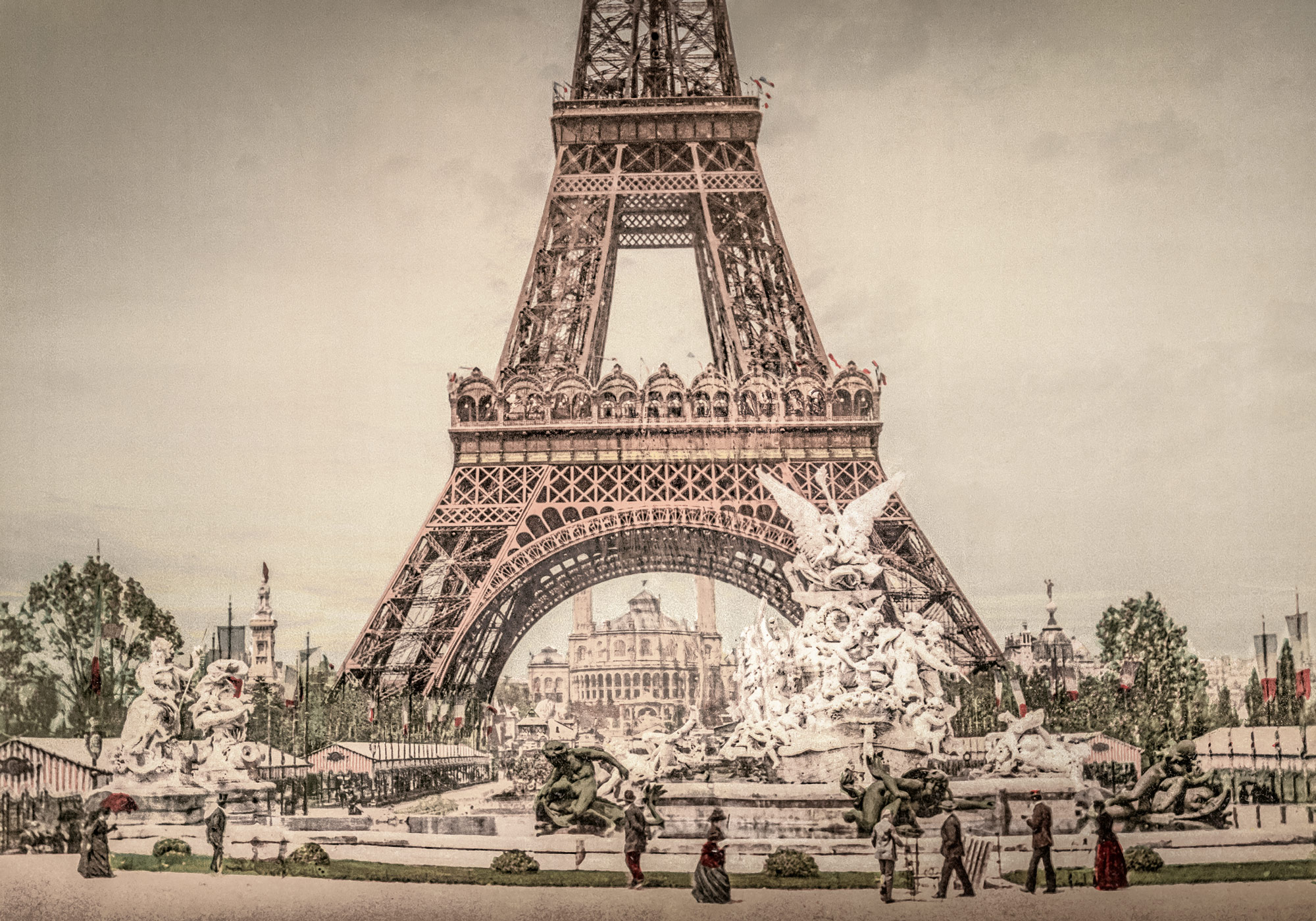 Photo Ancienne Tour Eiffel Exposition Universelle