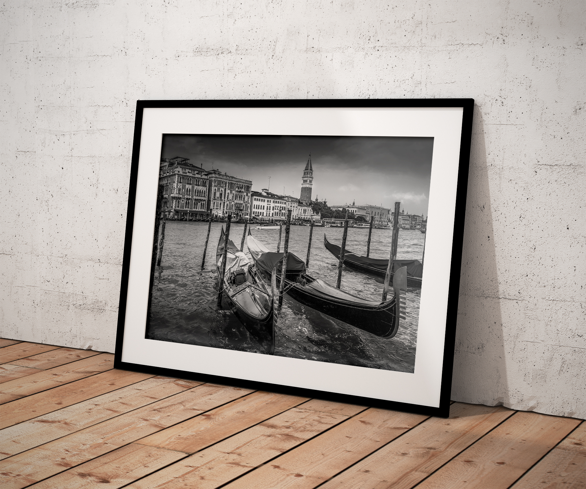 Tirage Photo Noir et Blanc Venise Gondoles