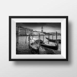 Tirage Photo Noir et Blanc Venise Gondoles