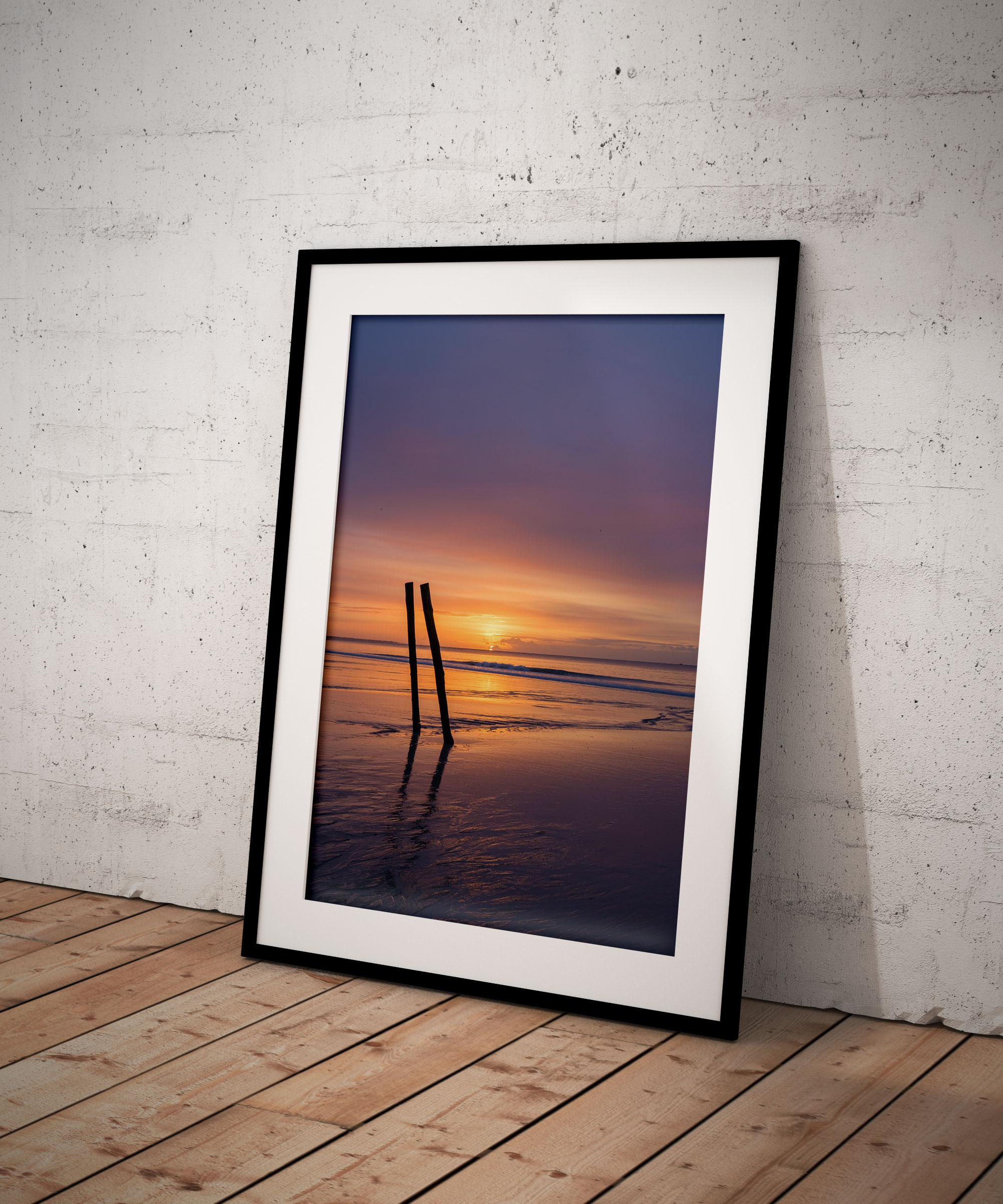 Bretagne Plage Paysage Digue Bois Troncs Kerambigorn Lever de soleil