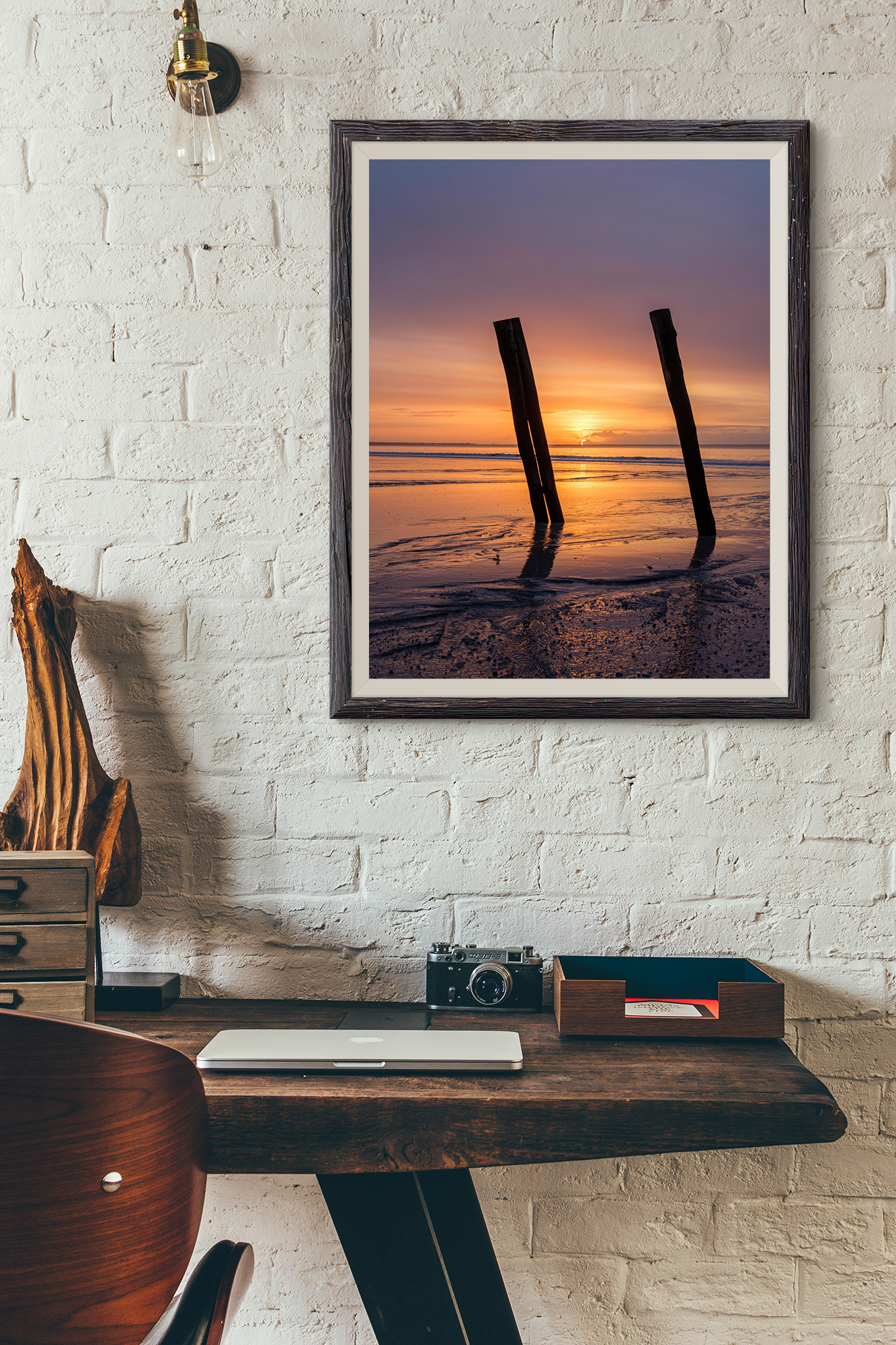 Tirage Photo Plage Paysage Bretagne - Digue Bois Kerambigorn Lever de soleil
