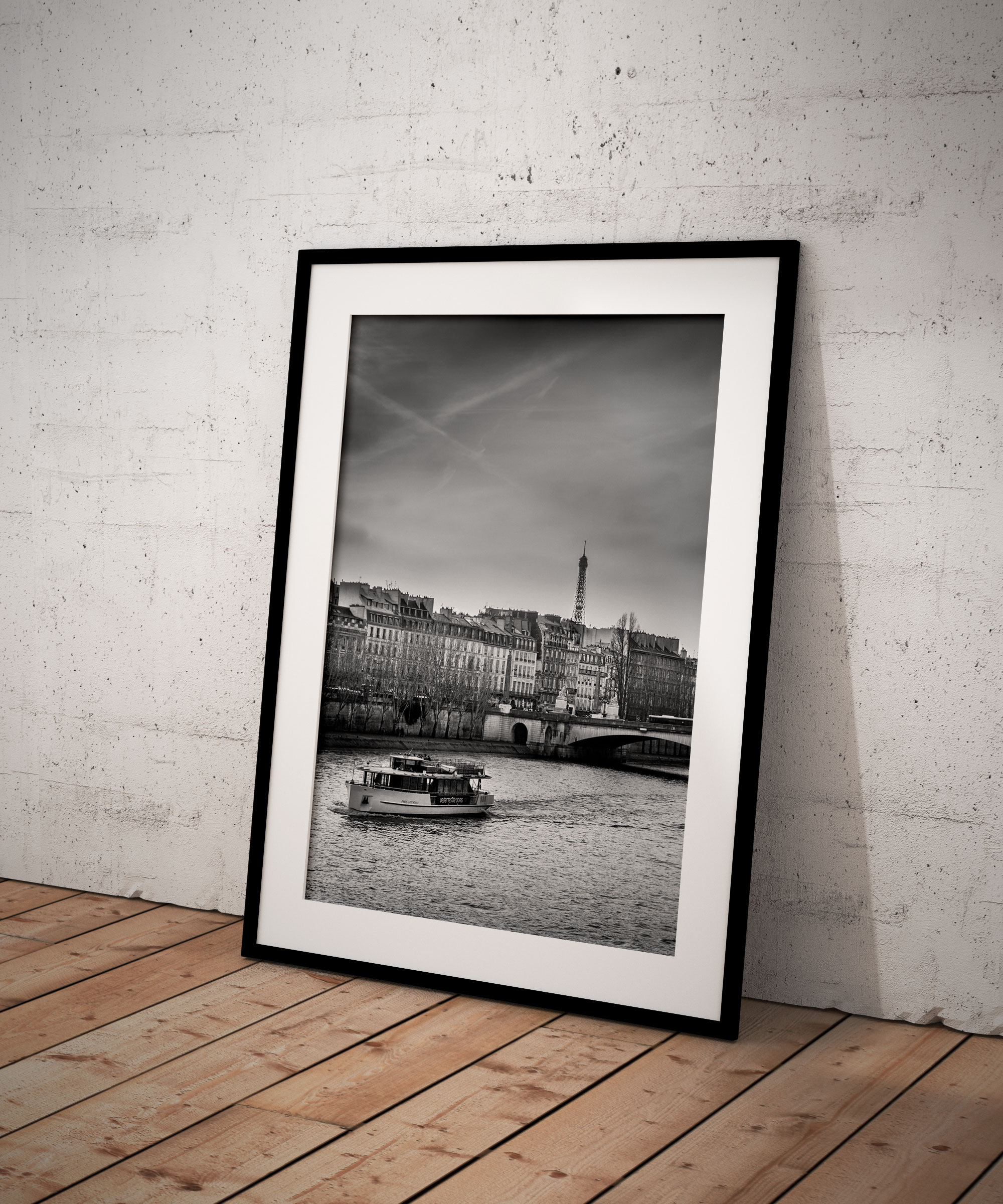 Photo Paris Noir et Blanc - La Seine Les Quais et la Tour Eiffel
