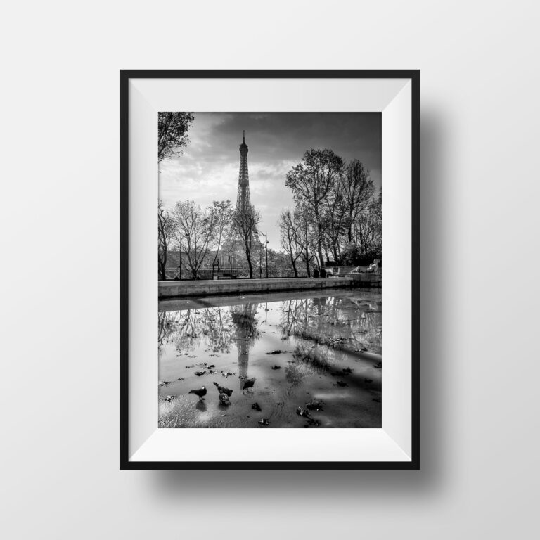 Tirage Photo Paris – La Tour Eiffel Palais de Tokyo Image Art Noir et Blanc Poster Affiche Paysage Scène de Rue Décoration Sérigraphie