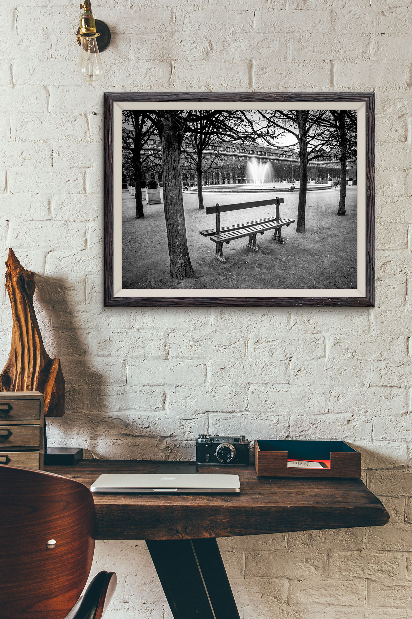 Tirage Photo de Paris – Banc Jardin du Palais Royal Image Noir et Blanc Cliché Art Scène de Rue Affiche Poster Décoration – Image 4