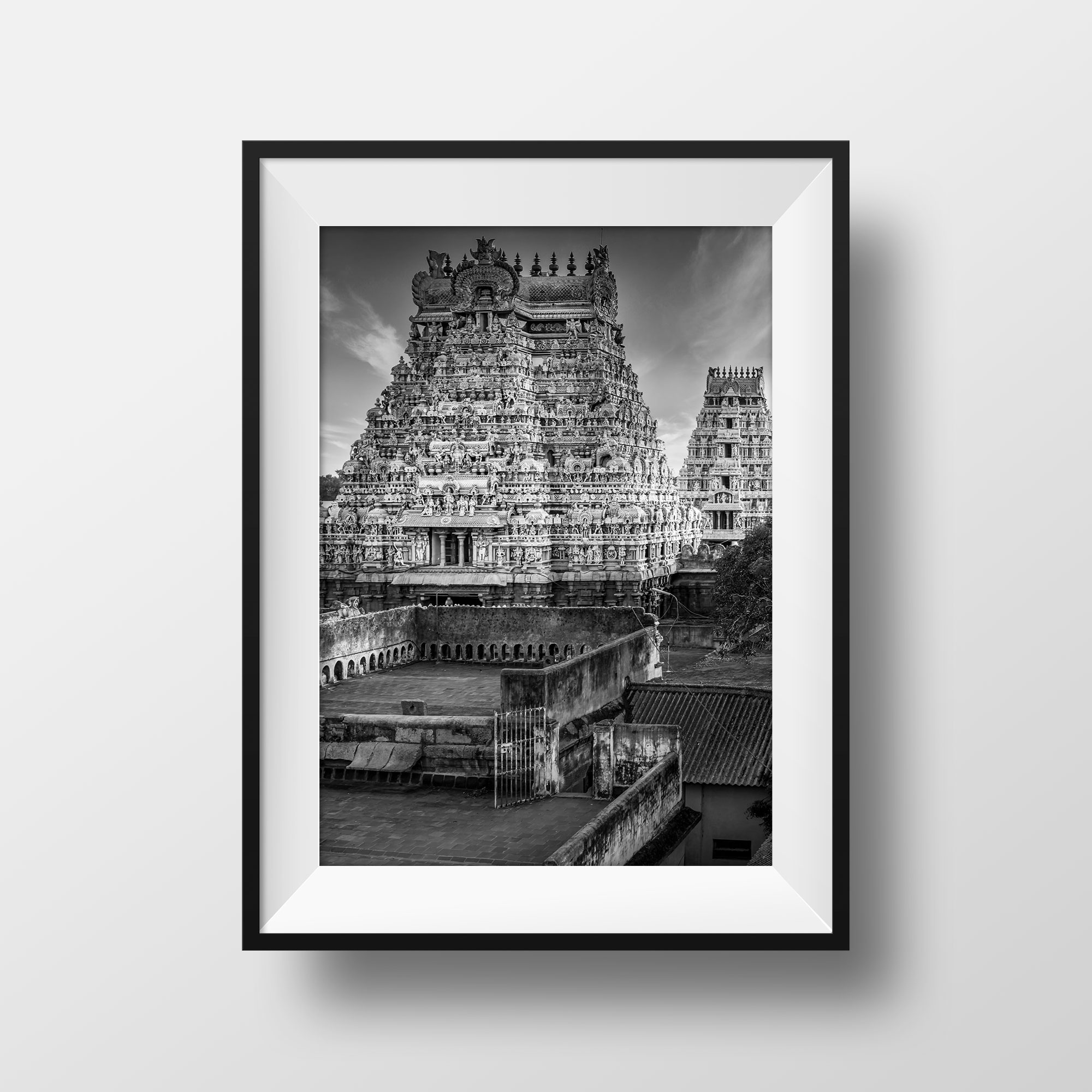 Photo Noir et blanc Inde Srirangam Gopuram