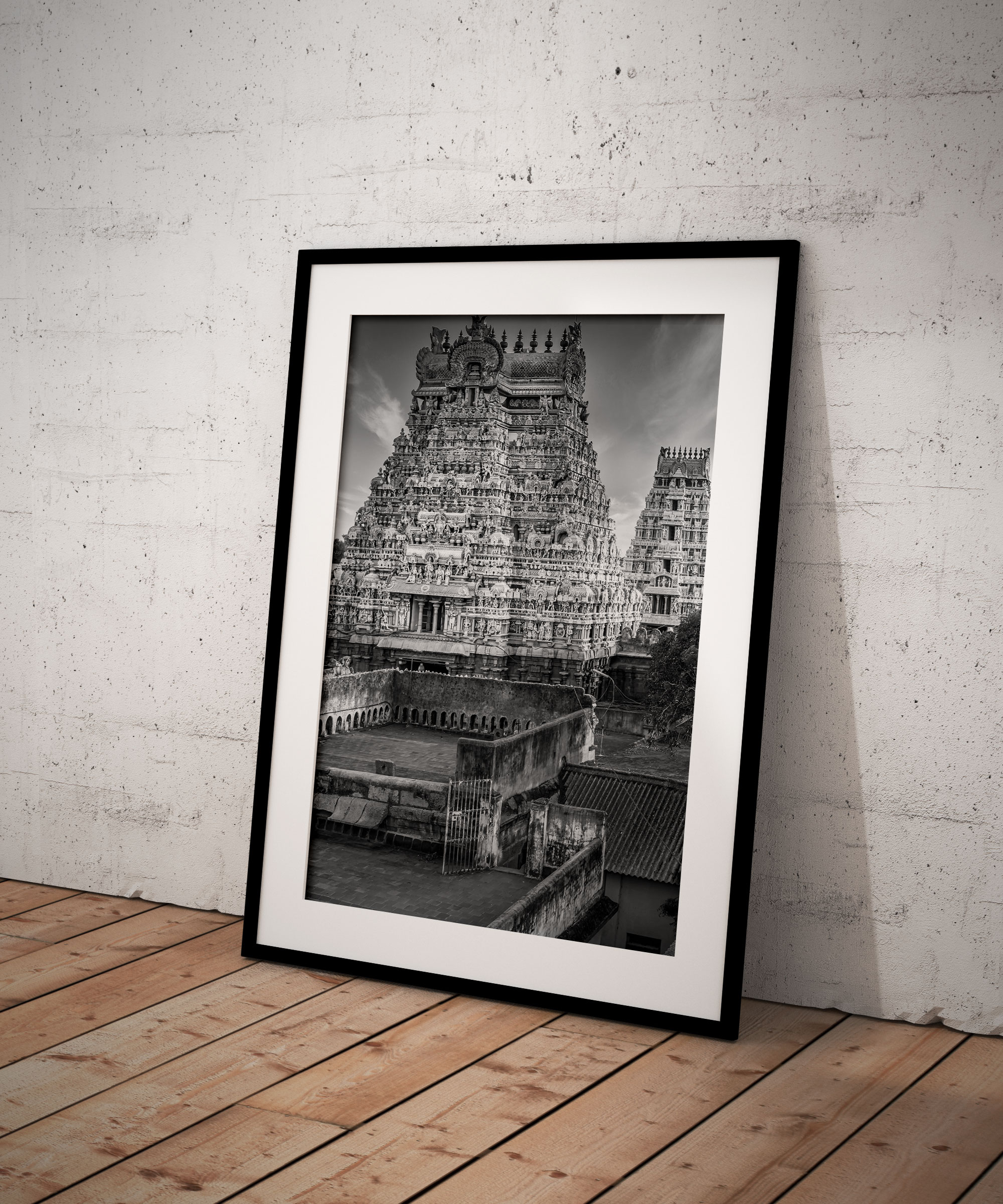 Photo Noir et blanc Inde Srirangam Gopuram