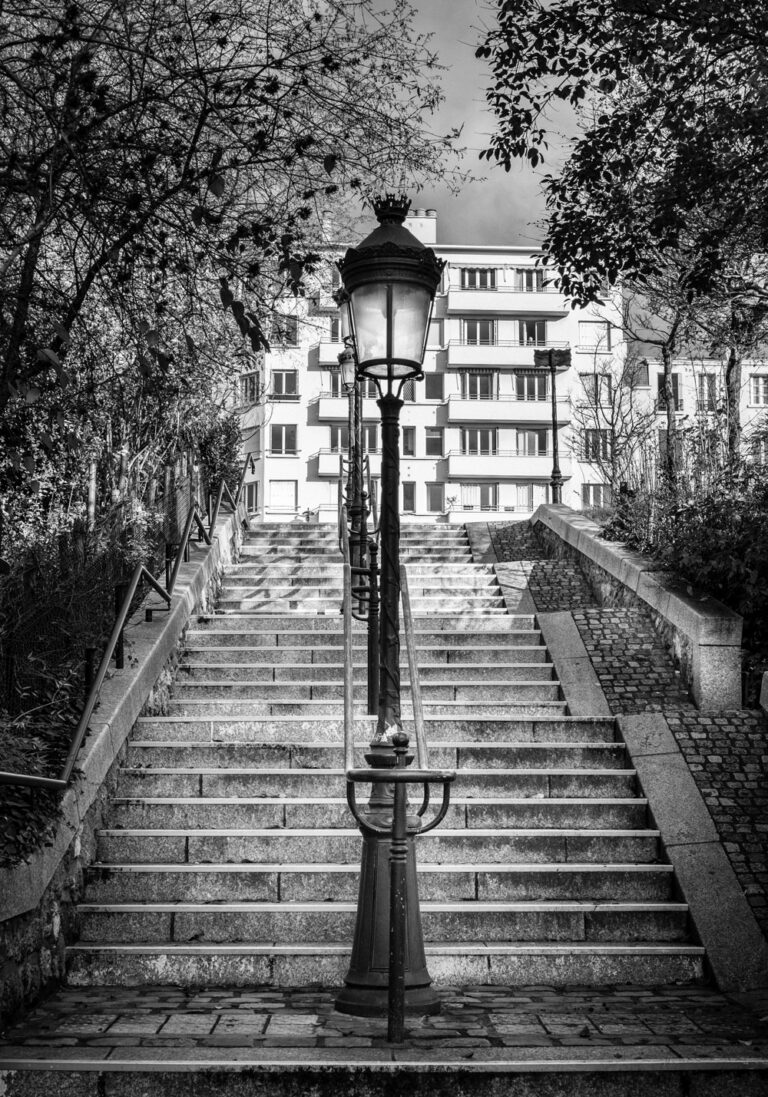 Escaliers Réverbères Vieux Paris
