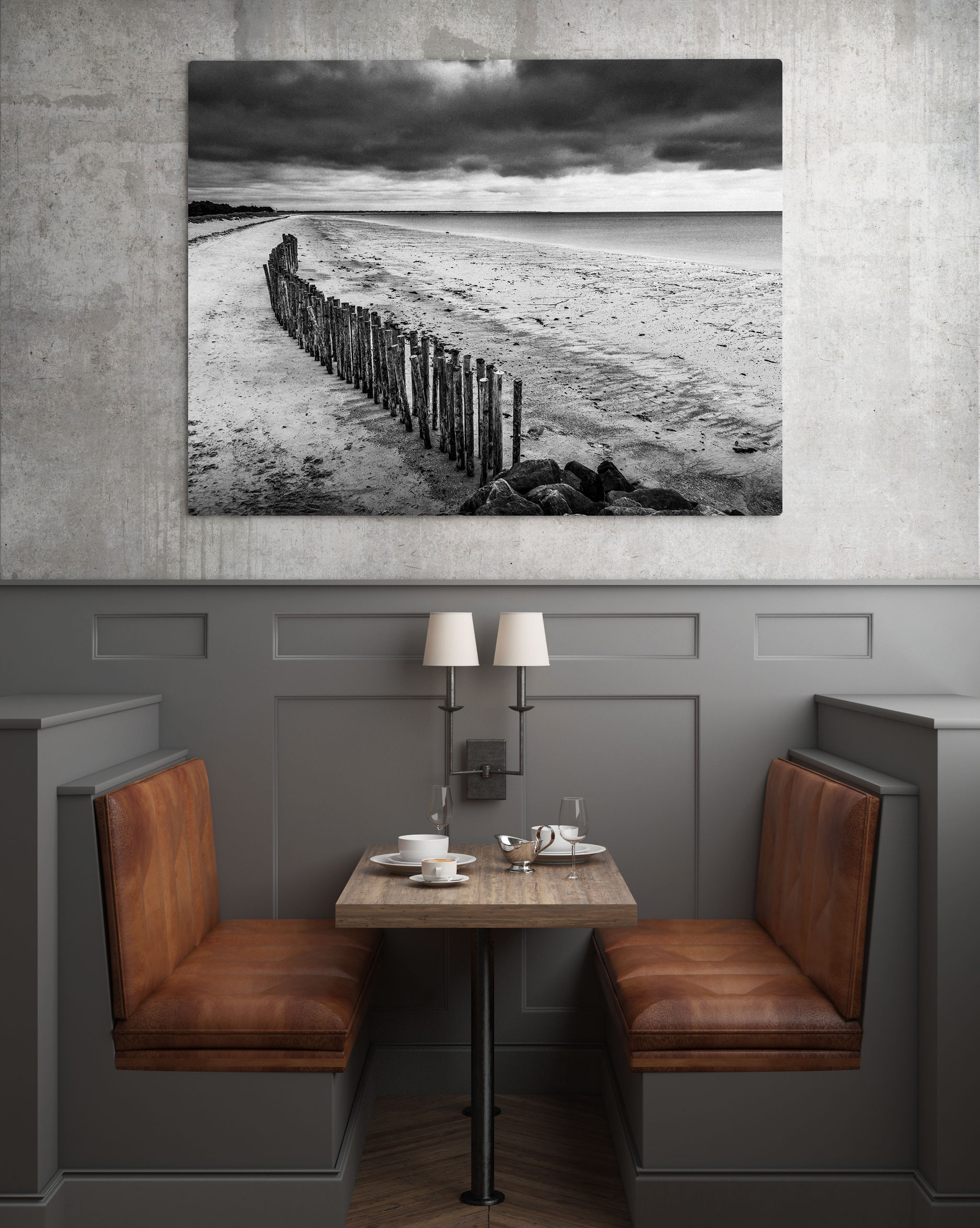 Bretagne Plage Digue Bois Photo