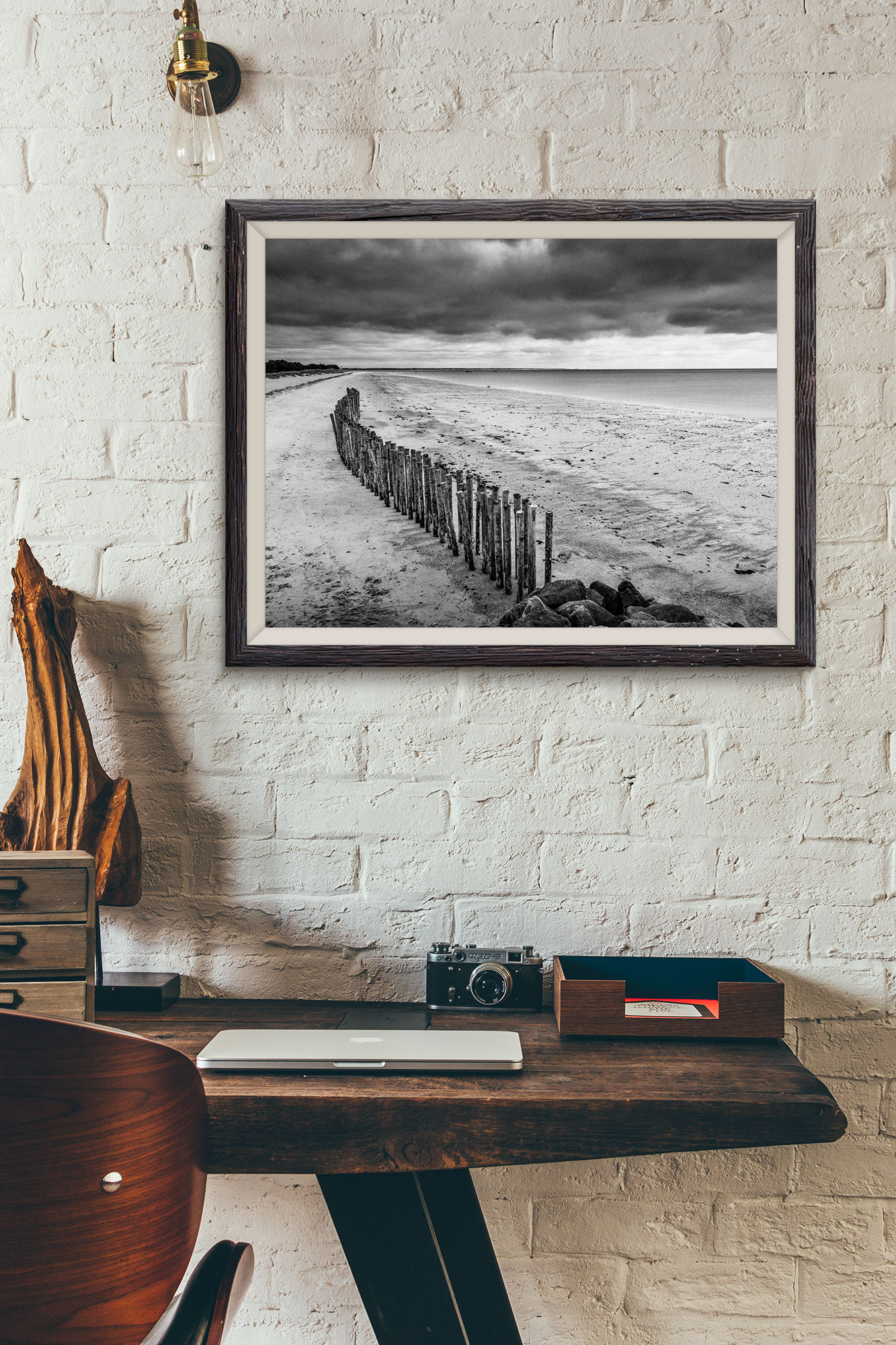Bretagne Plage Digue Bois Photo