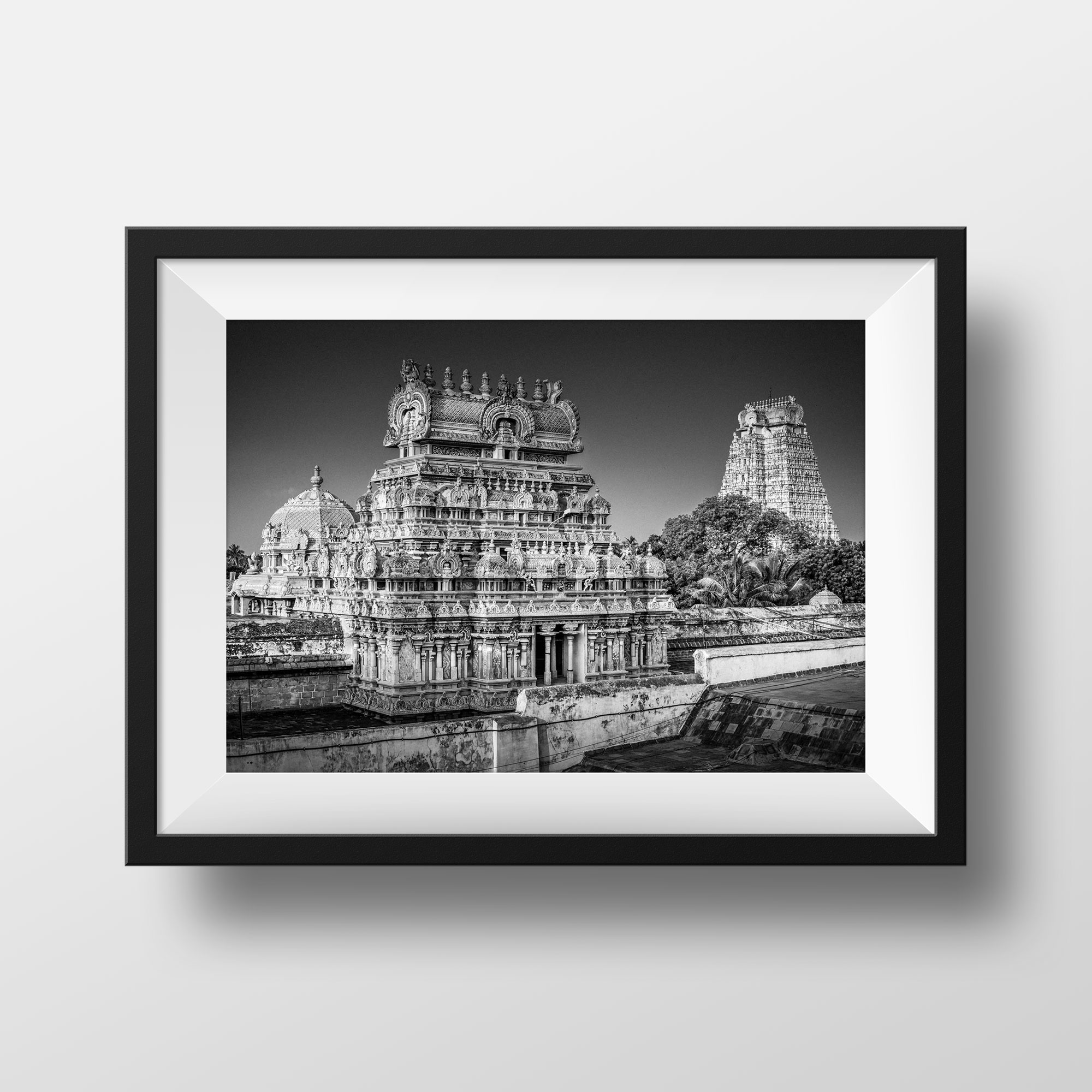 Photo Noir et blanc Inde Gopuram Srirangam