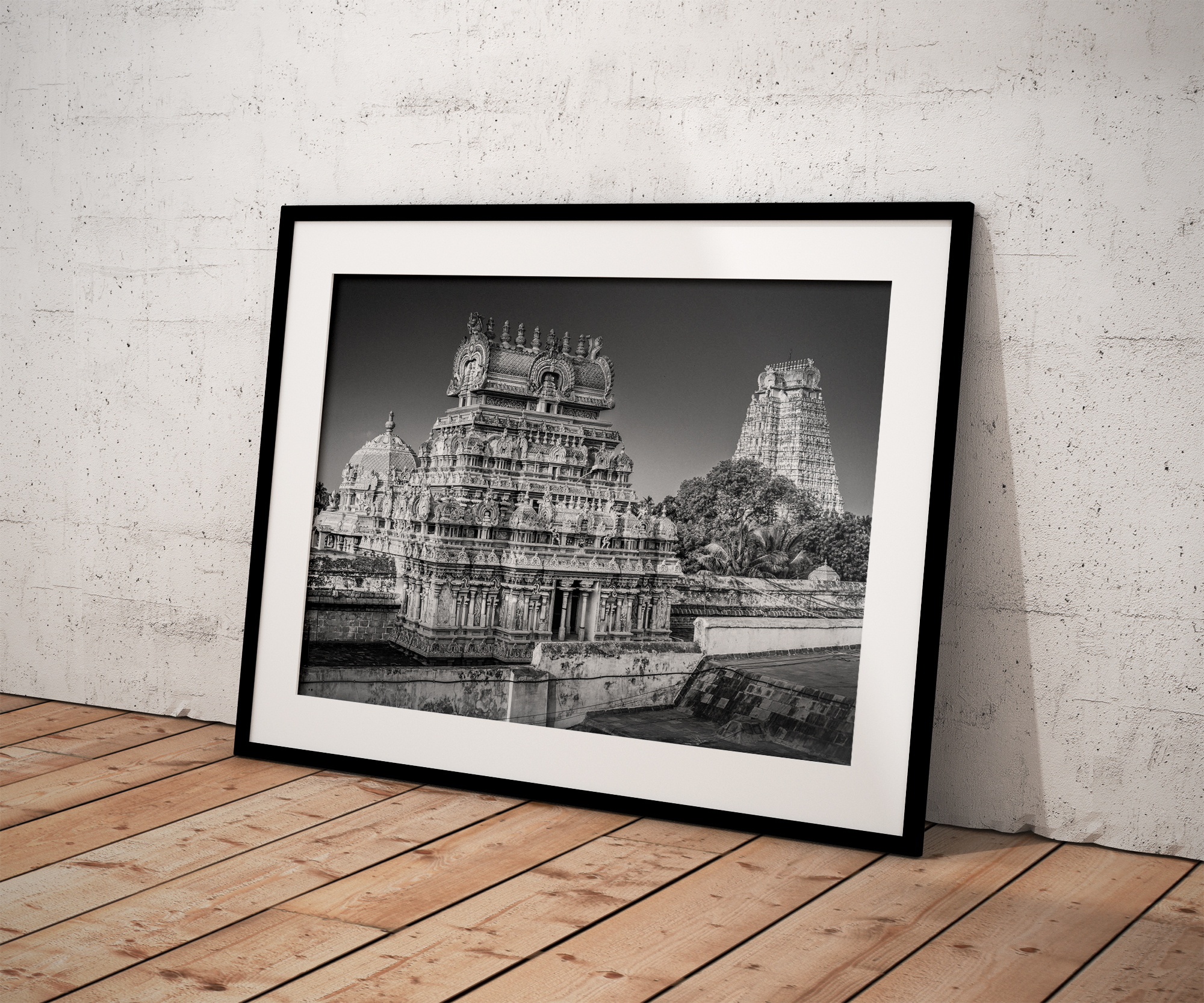 Photo Noir et blanc Inde Gopuram Srirangam