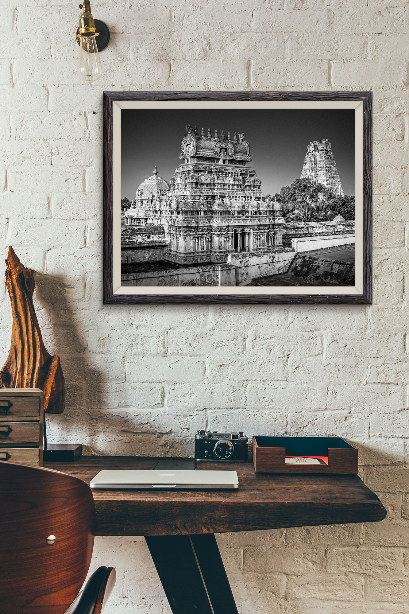 Photo Noir et blanc Inde Gopuram Srirangam