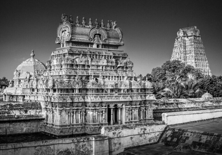Photo Noir et blanc Inde Gopuram Srirangam