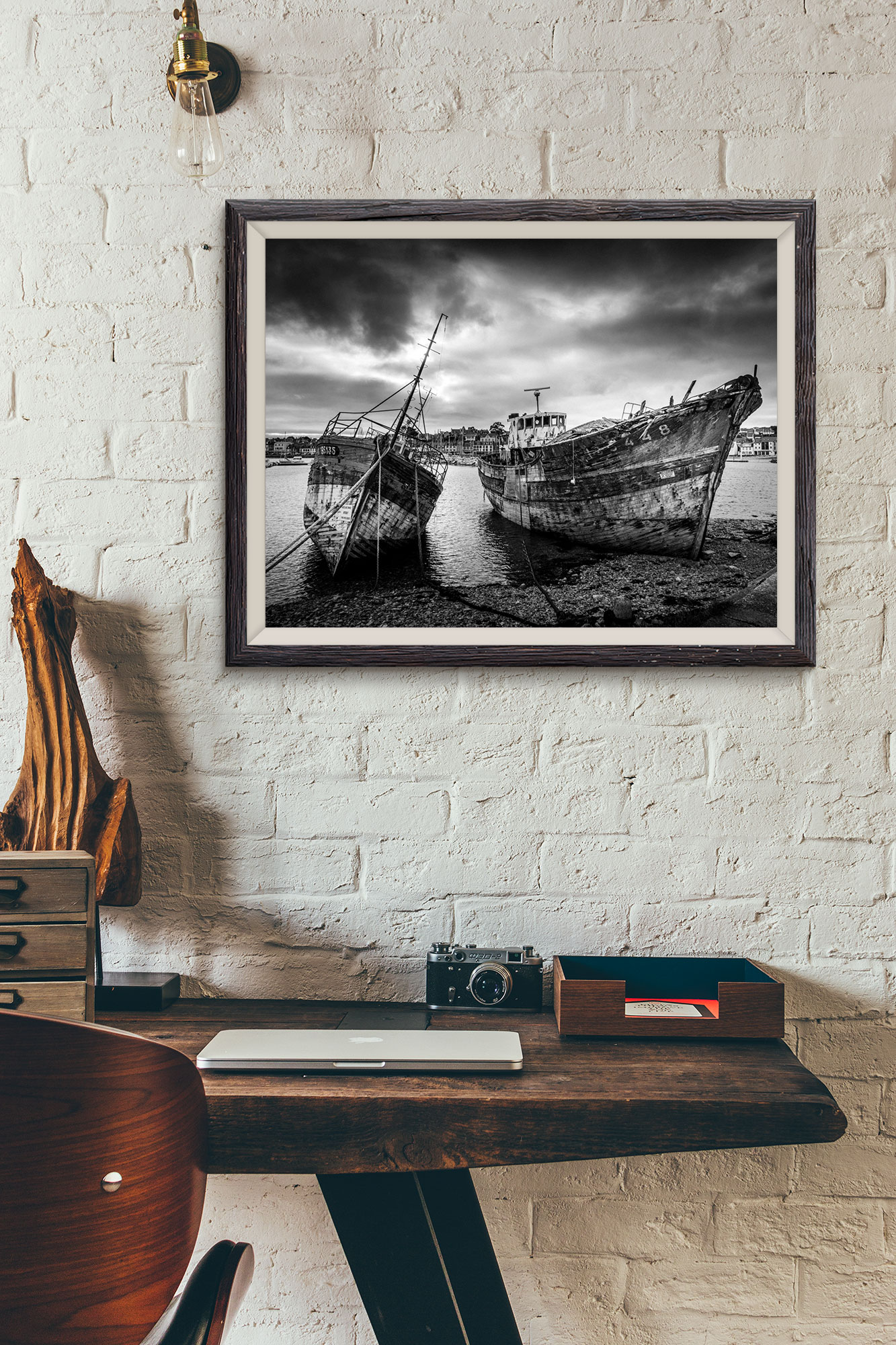 Photo Bretagne Cimetière bateaux - Crozon Camaret Image Noir et Blanc