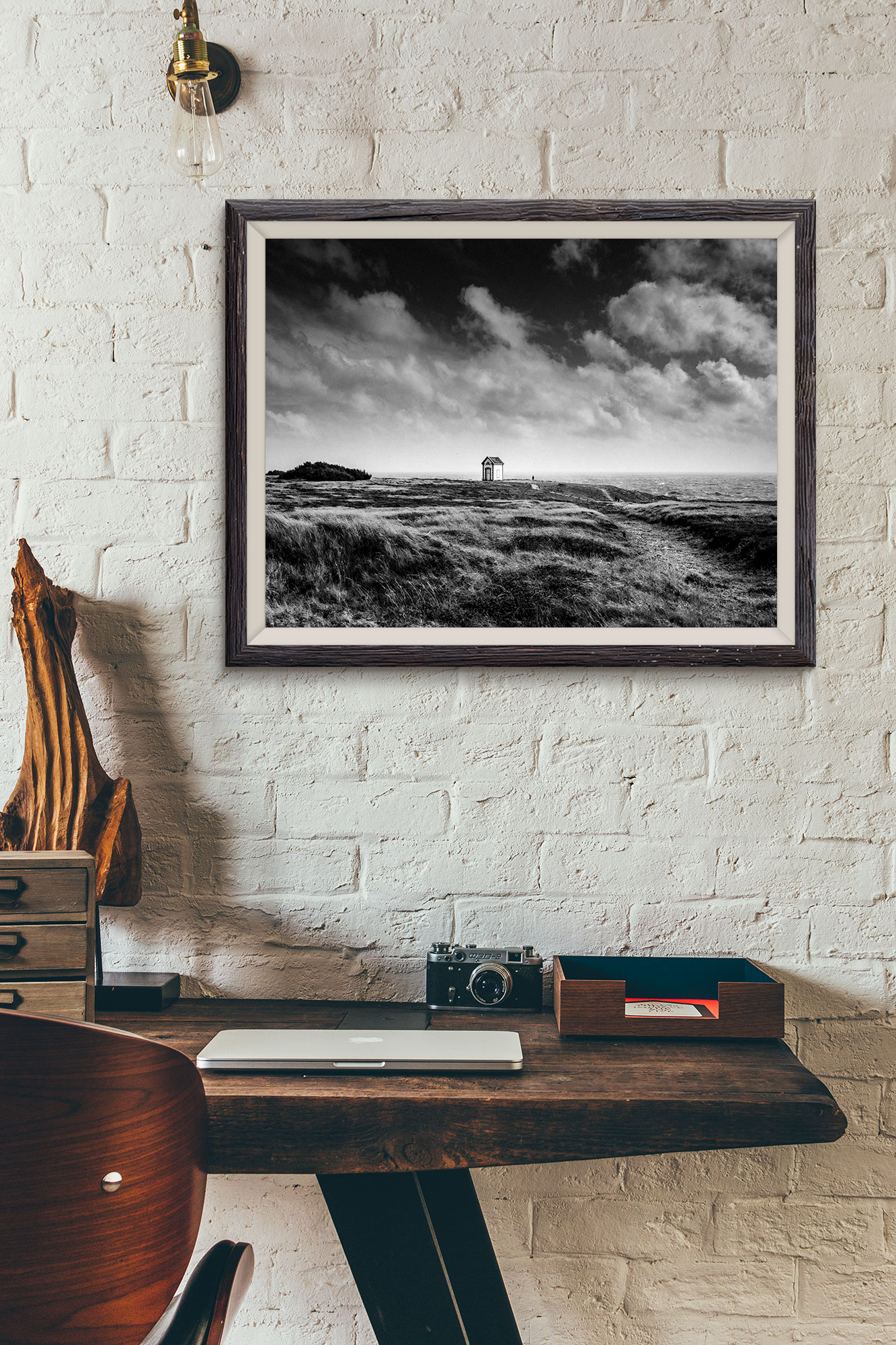 Photo Noir et Blanc Belle Ile en Mer Bretagne - Port Coton Océan Bord de Mer Image Photographie Paysage Affiche Poster Décoration