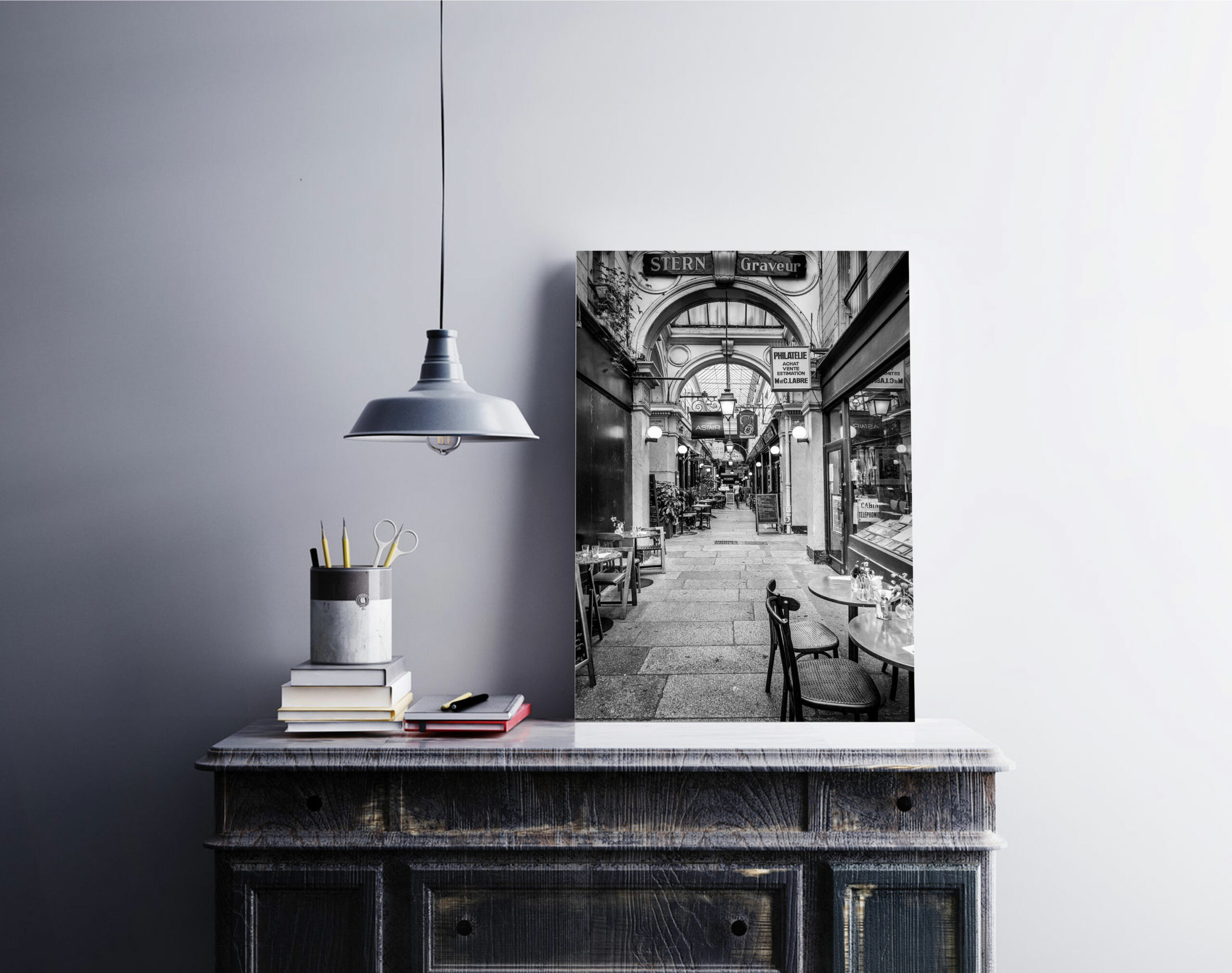 Paris Passage des Panoramas Noir et Blanc