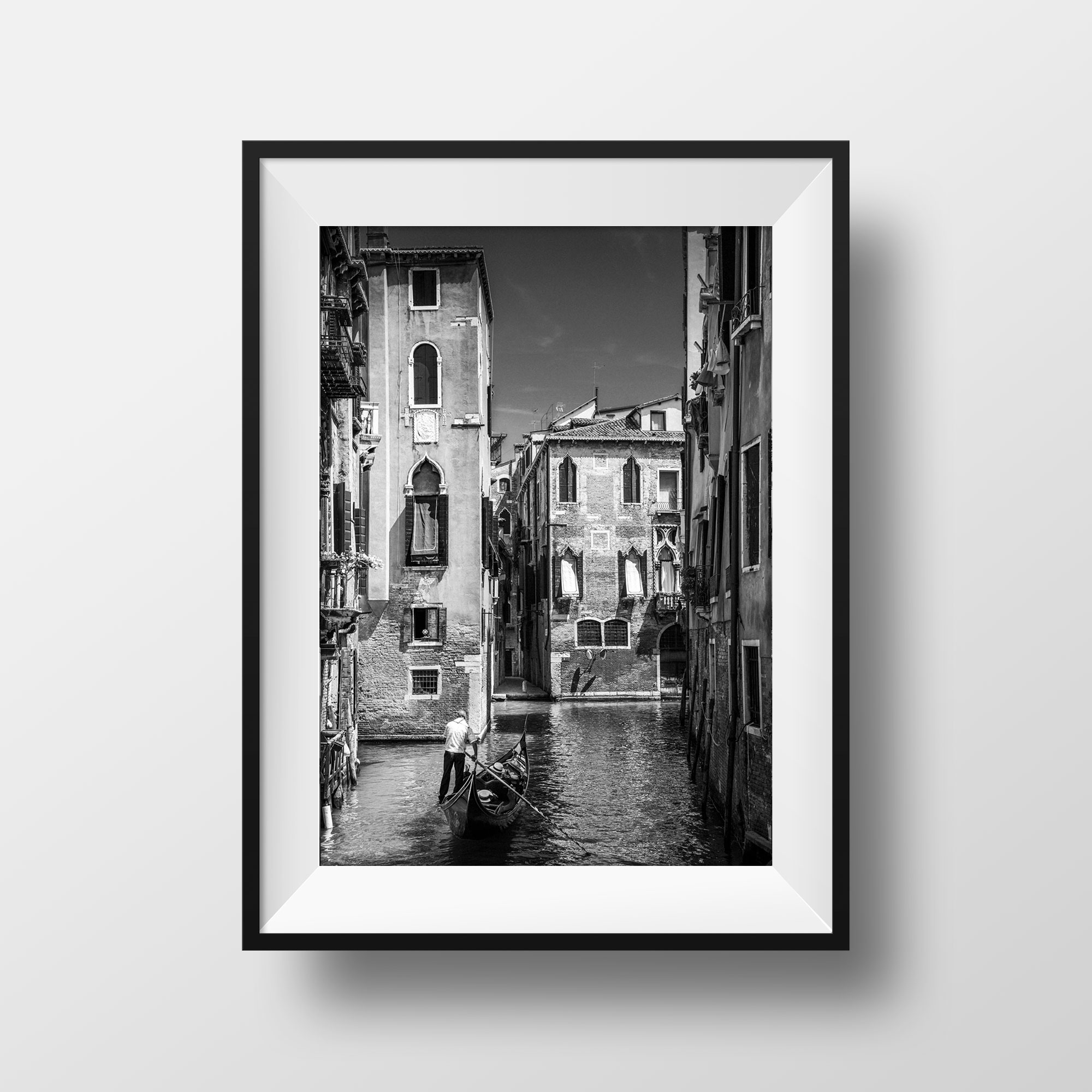 Photo Noir et Blanc Venise Gondoles Gondoliers