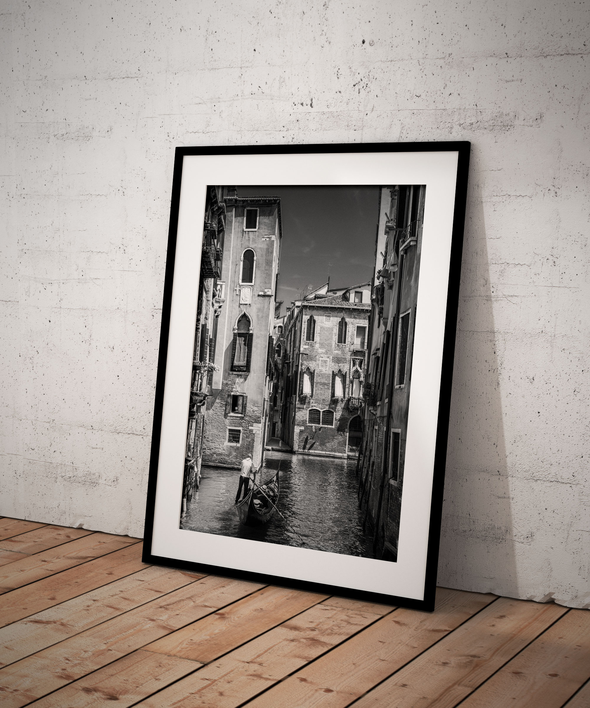 Photo Noir et Blanc Venise Gondoles Gondoliers