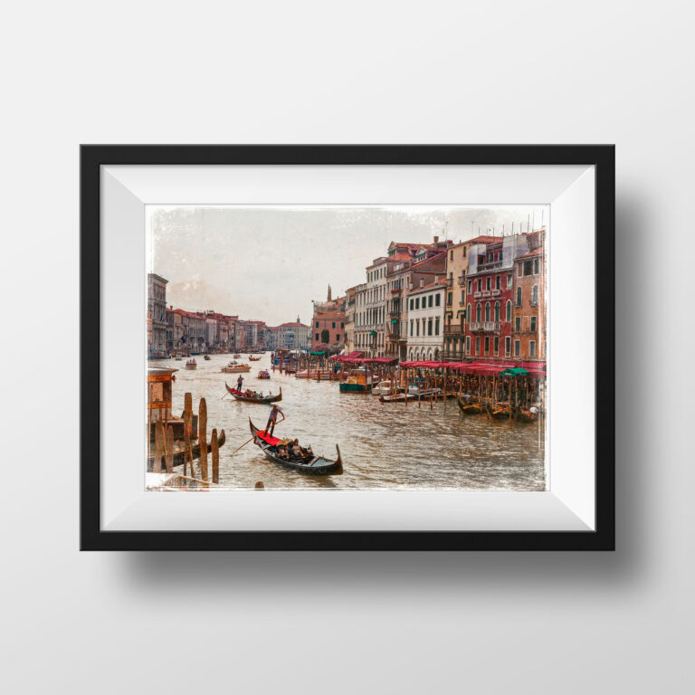 Tirage Photo Couleur – Couleur Venise – Grand Canal Italie graphie Gondoles Carnet de Voyage Image Affiche Poster Décoration Murale