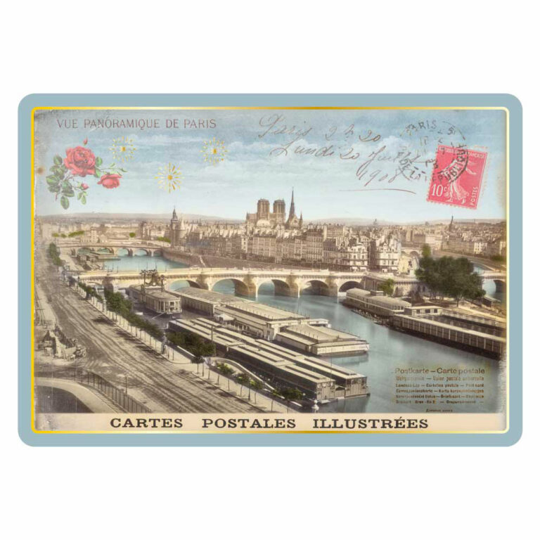 Carte Postale Paris vue panoramique dorure à chaud