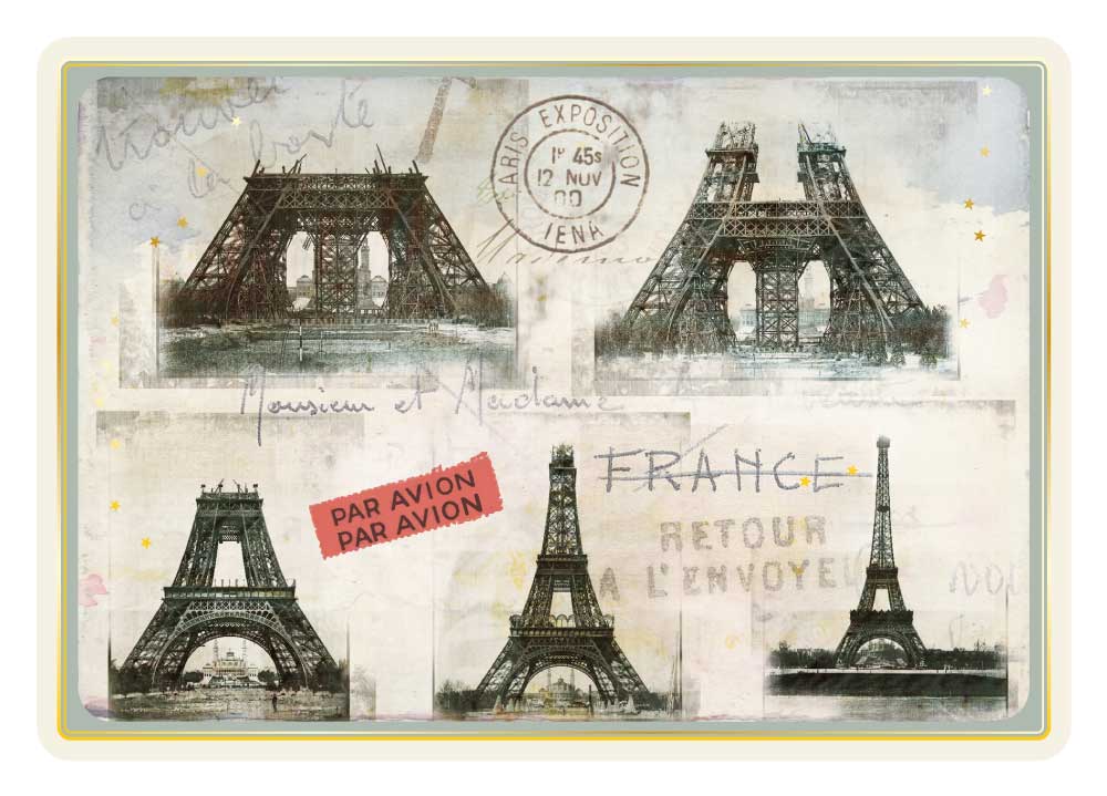 Carte Postale Paris Souvenir - Paris Construction Tour Eiffel CPD O41