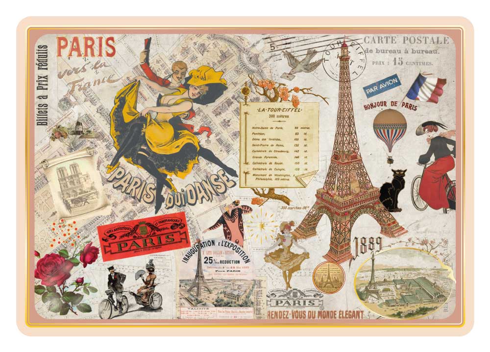 Carte Postale Paris Souvenir - Collage Souvenir de Paris CPD O42