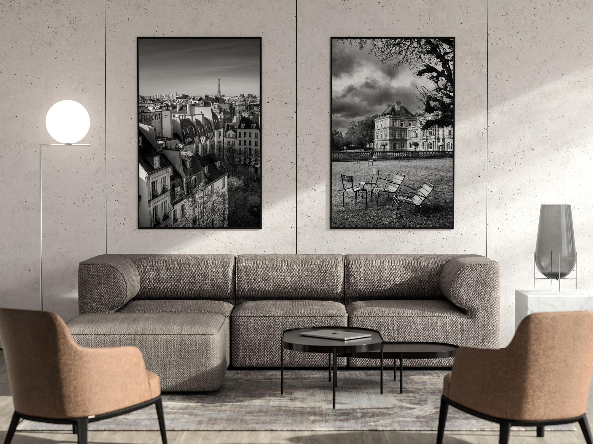 Photo de Paris en noir et blanc – Chaises du Jardin du Luxembourg – Image 4
