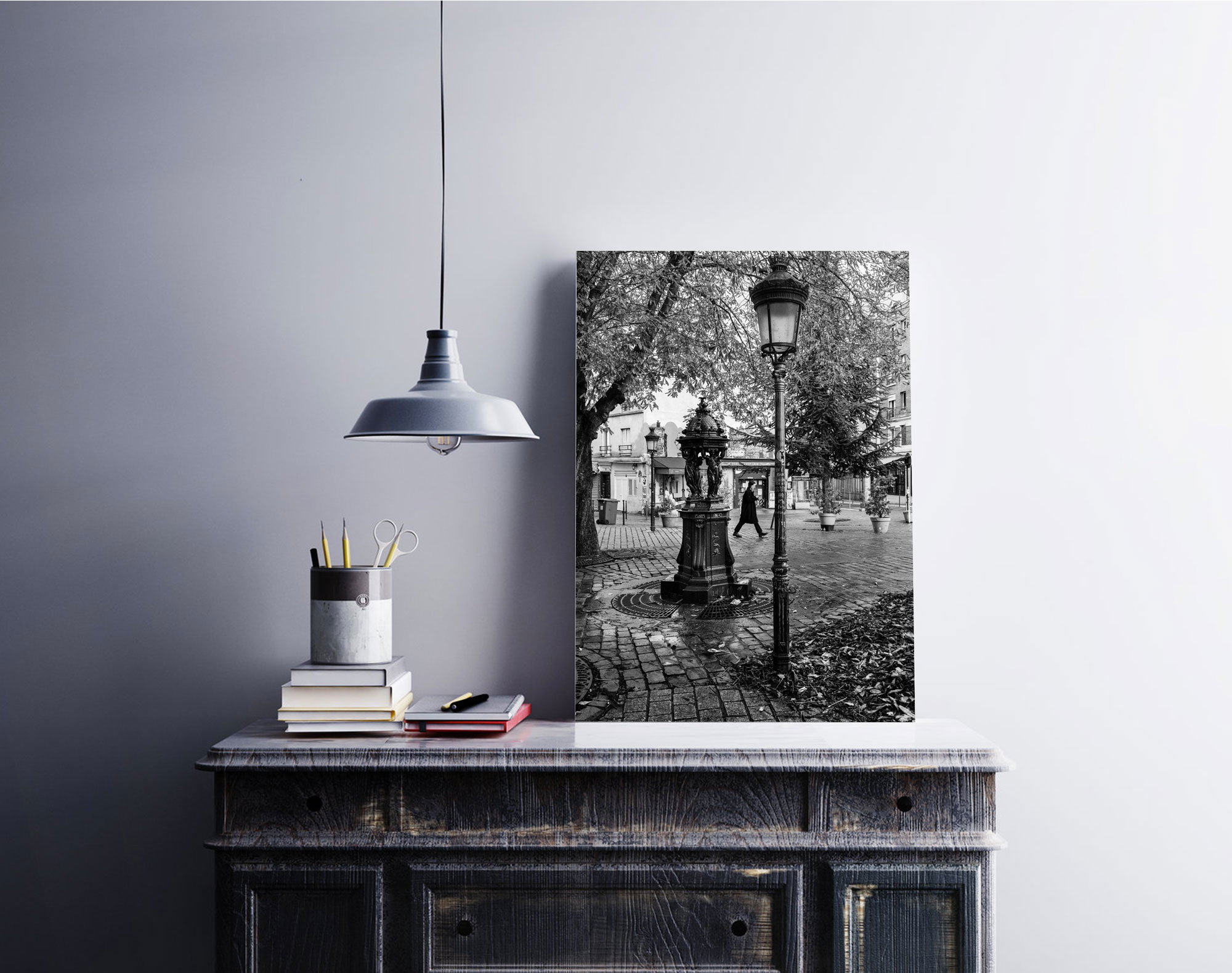 Tirage photo Paris – Ménilmontant Place Maurice Chevalier Vieux Paris Image Noir et Blanc
