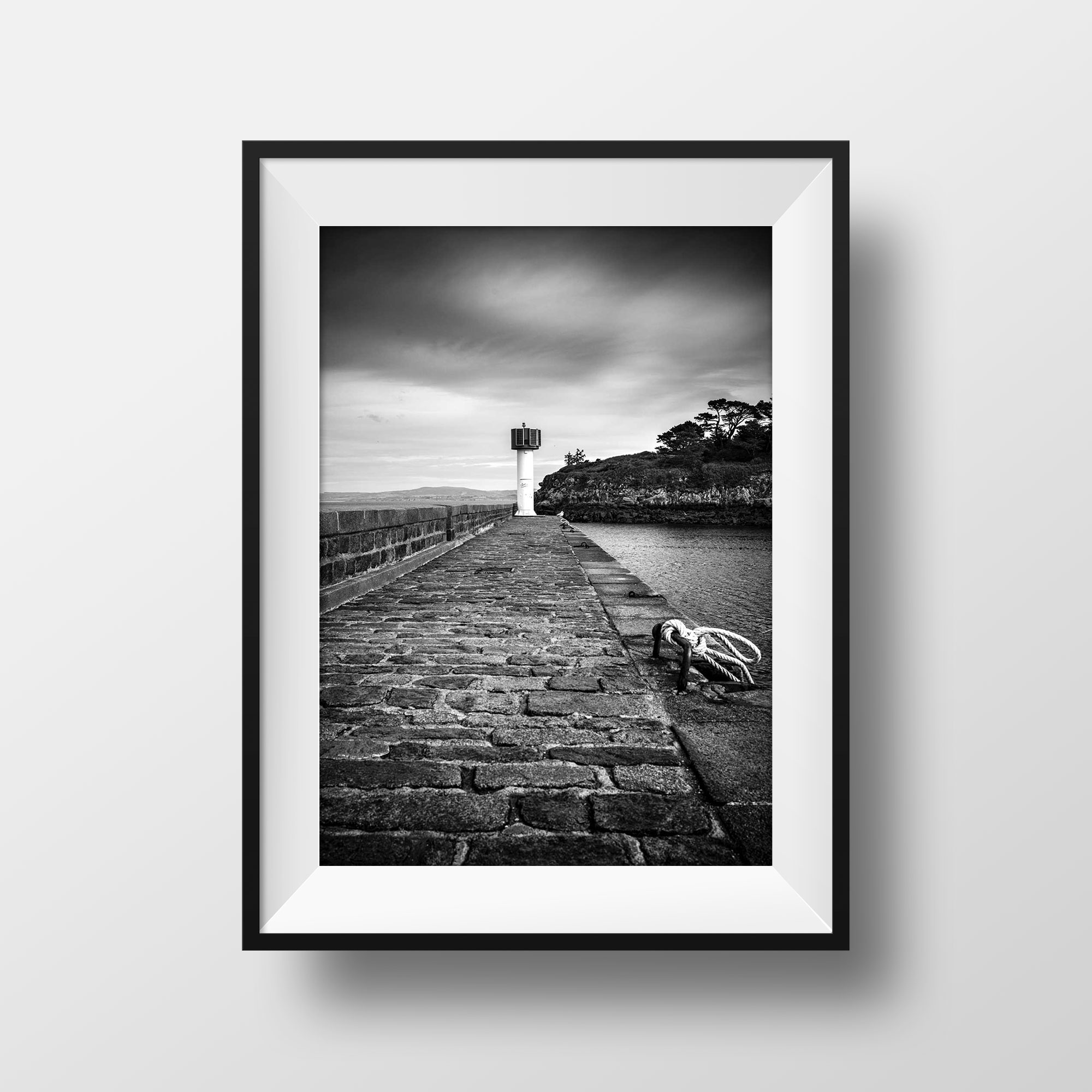Photo Bretagne Tréboul Douarnenez – Digue du birou Image Noir et Blanc