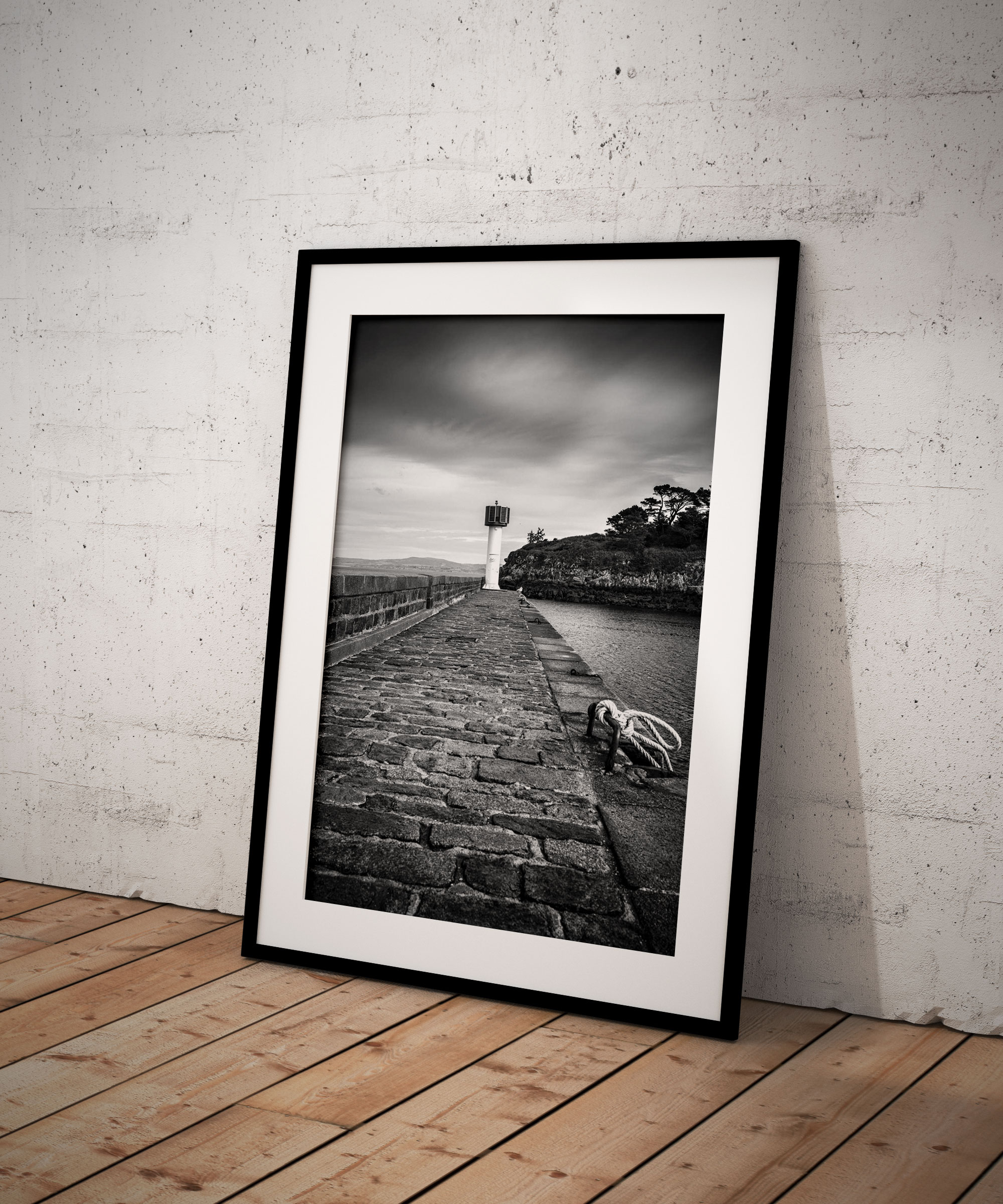Photo Bretagne Tréboul Douarnenez – Digue du birou Image Noir et Blanc