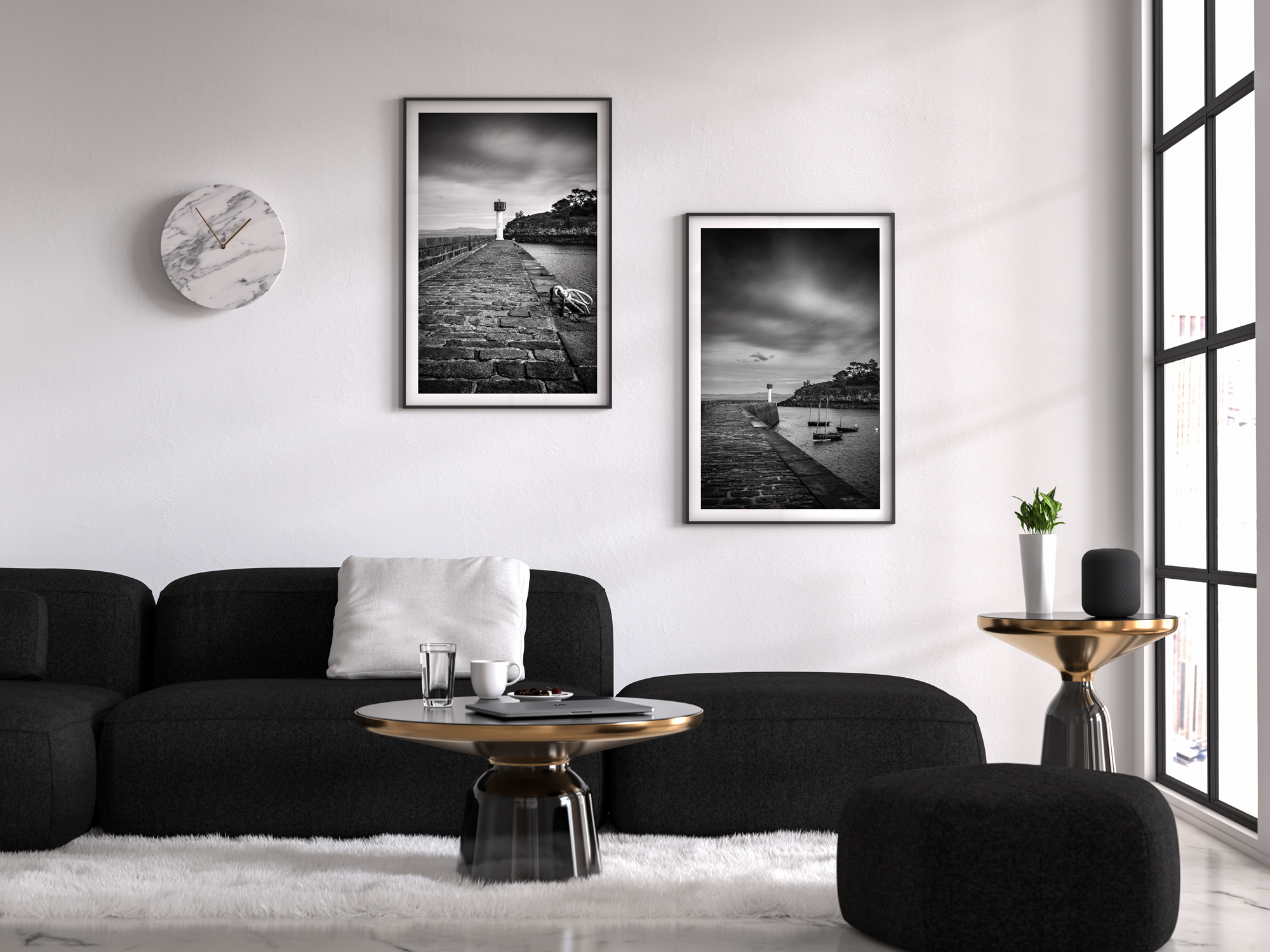 Photo Bretagne Tréboul Douarnenez – Digue du birou Image Noir et Blanc